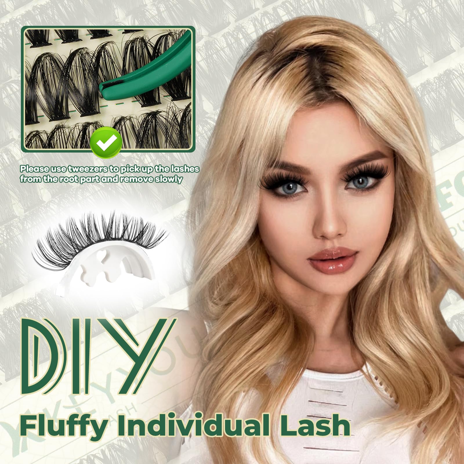 KEYYOU Lash Clusters 60D D Curl, 9–18mm MIX, 320Pcs – DIY Home Eyelash Extensions