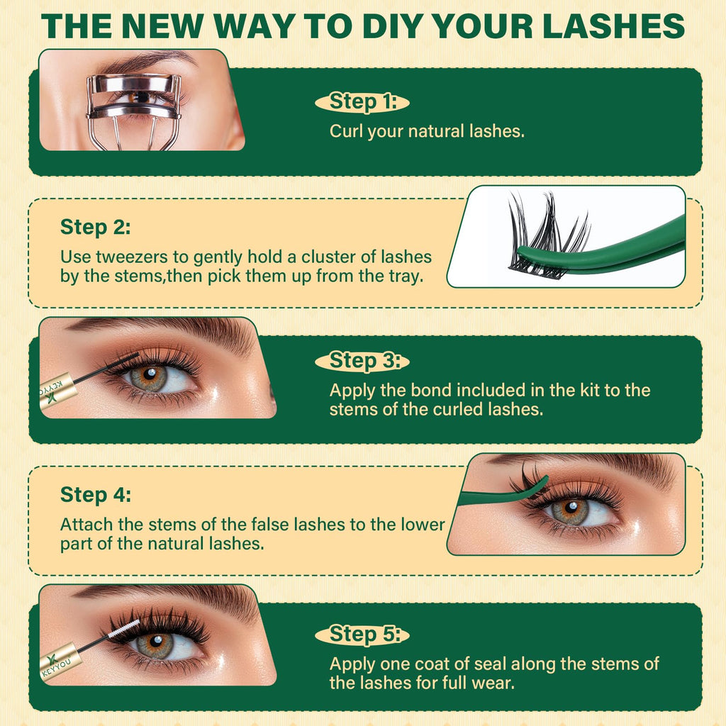 KEYYOU LASH Manga Lash Clusters 8-18mm – Natural DIY Wispy Lashes