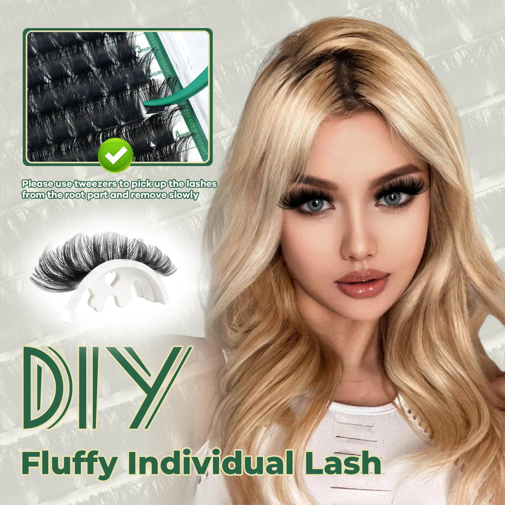 KEYYOU Lash Clusters 182Pcs – 200D D Curl 9-18mm MIX DIY Lashes