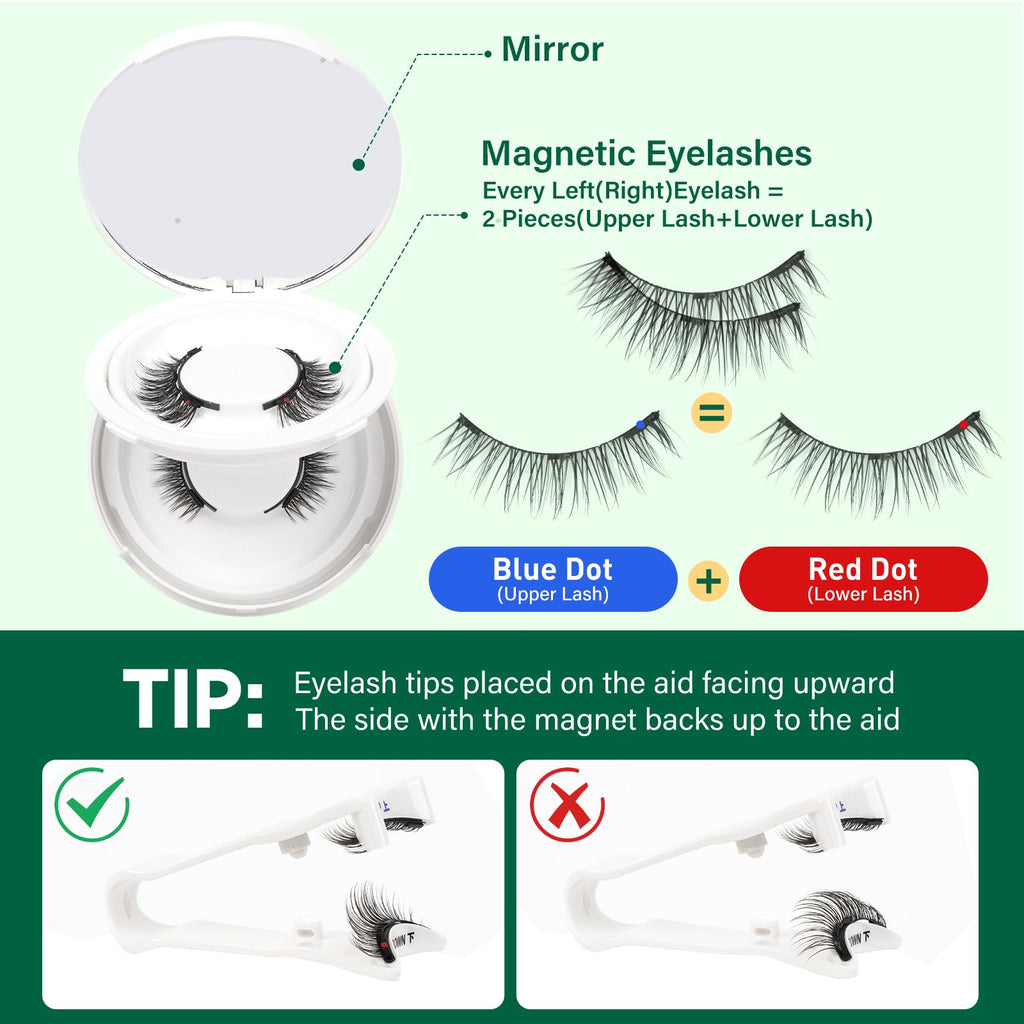 KEYYOU Reusable Magnetic Eyelashes – 2 Pairs with Applicator, No Glue Needed (A06+A09)