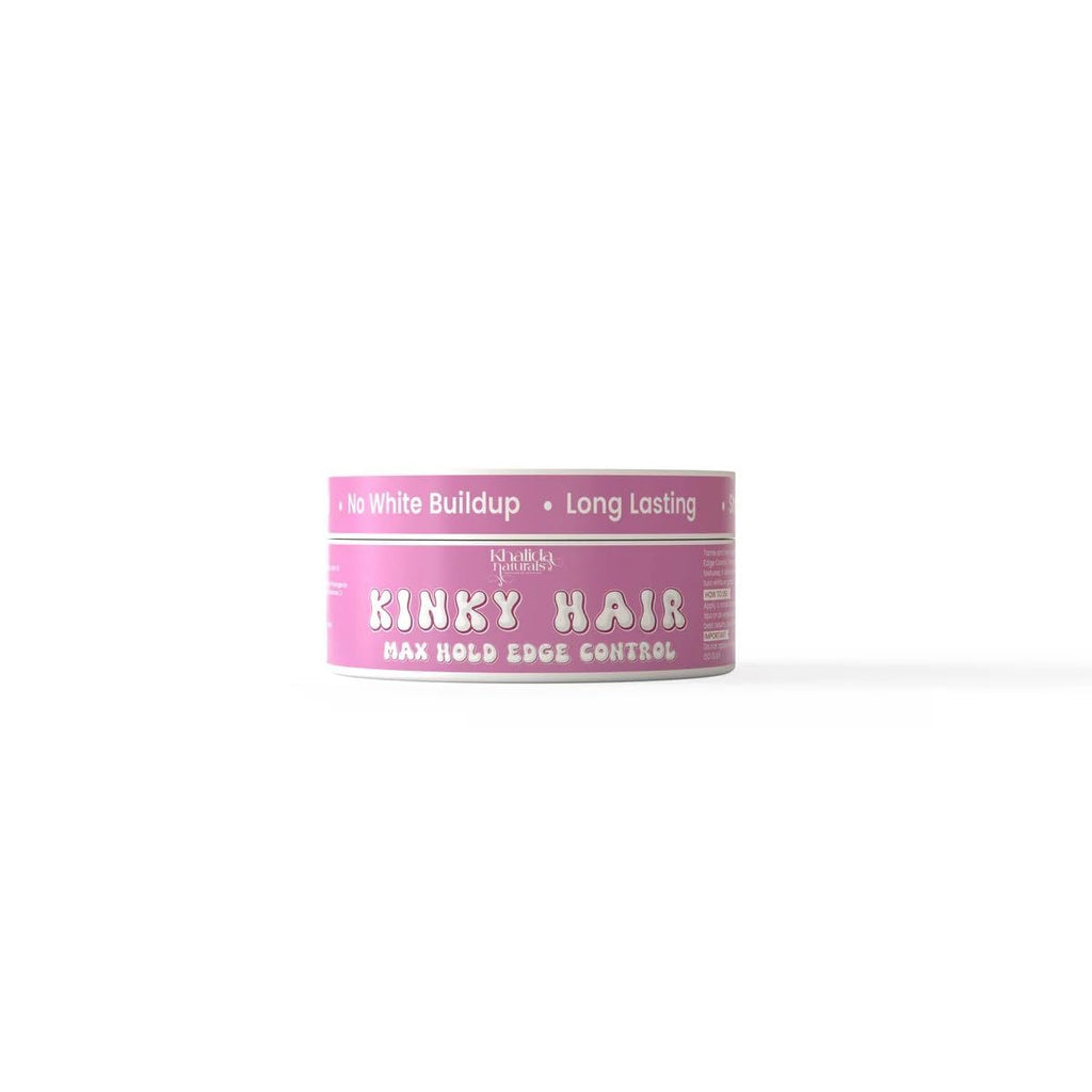 KhalidaNaturals Kinky Hair Max Hold Edge Control Gel – Extra-Strength, Flake-Free, 60g Travel