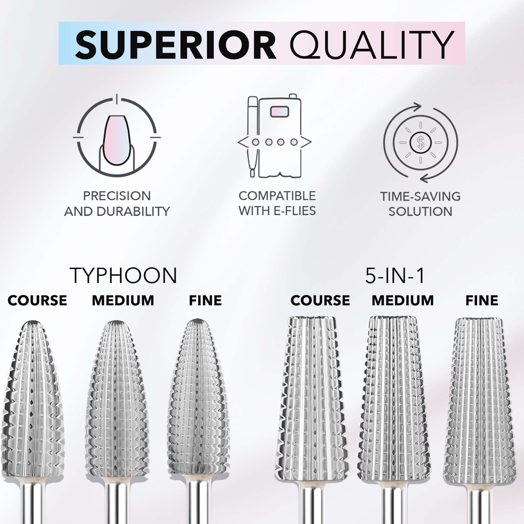 Kiara Sky 5-in-1 Coarse Drill Bit for E-file | Safety Edge for Cuticle & Nail Care | Non-Coated Stainless Steel