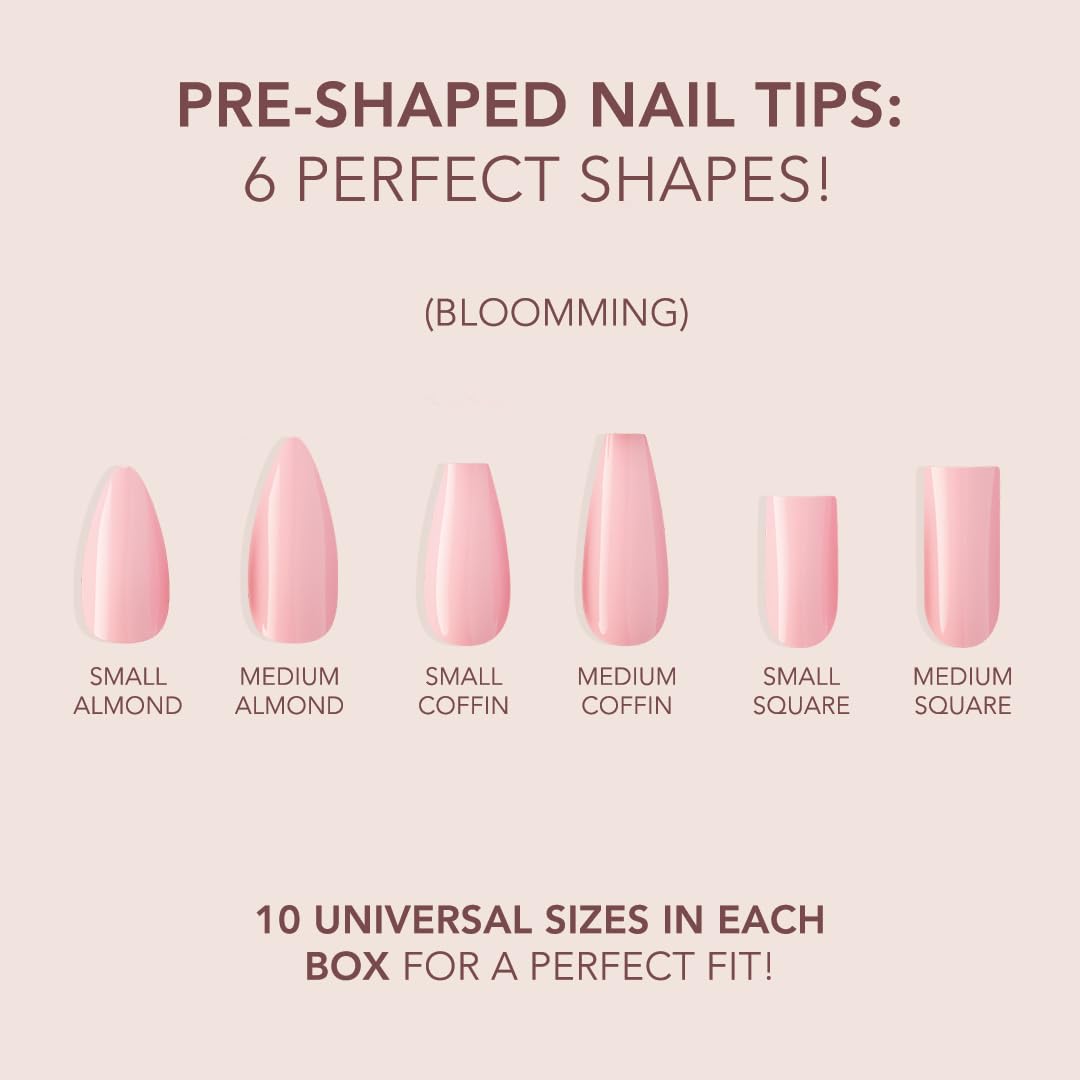 Kiara Sky Blooming Square Medium Cover Gelly Tips – Soak Off Pre-Shaped Soft Gel Nail Extensions