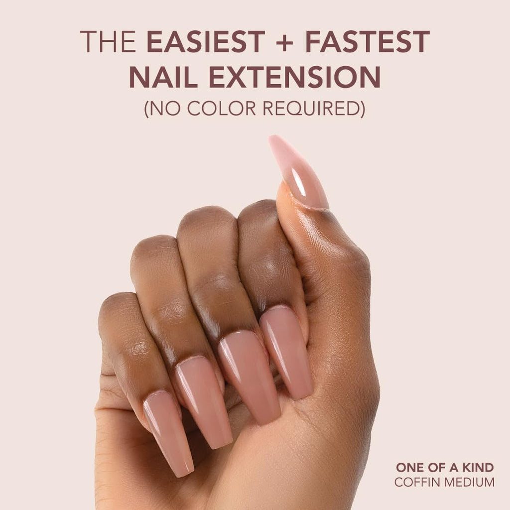 Kiara Sky Coffin Medium Cover Gelly Tips – Soak-Off Natural Look, One of a Kind Shade