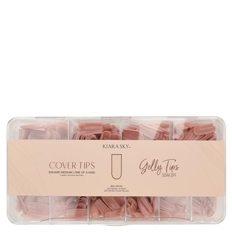 Kiara Sky Cover Gelly Tips – Square Medium Soak Off Pre-Shaped Extensions | One of a Kind