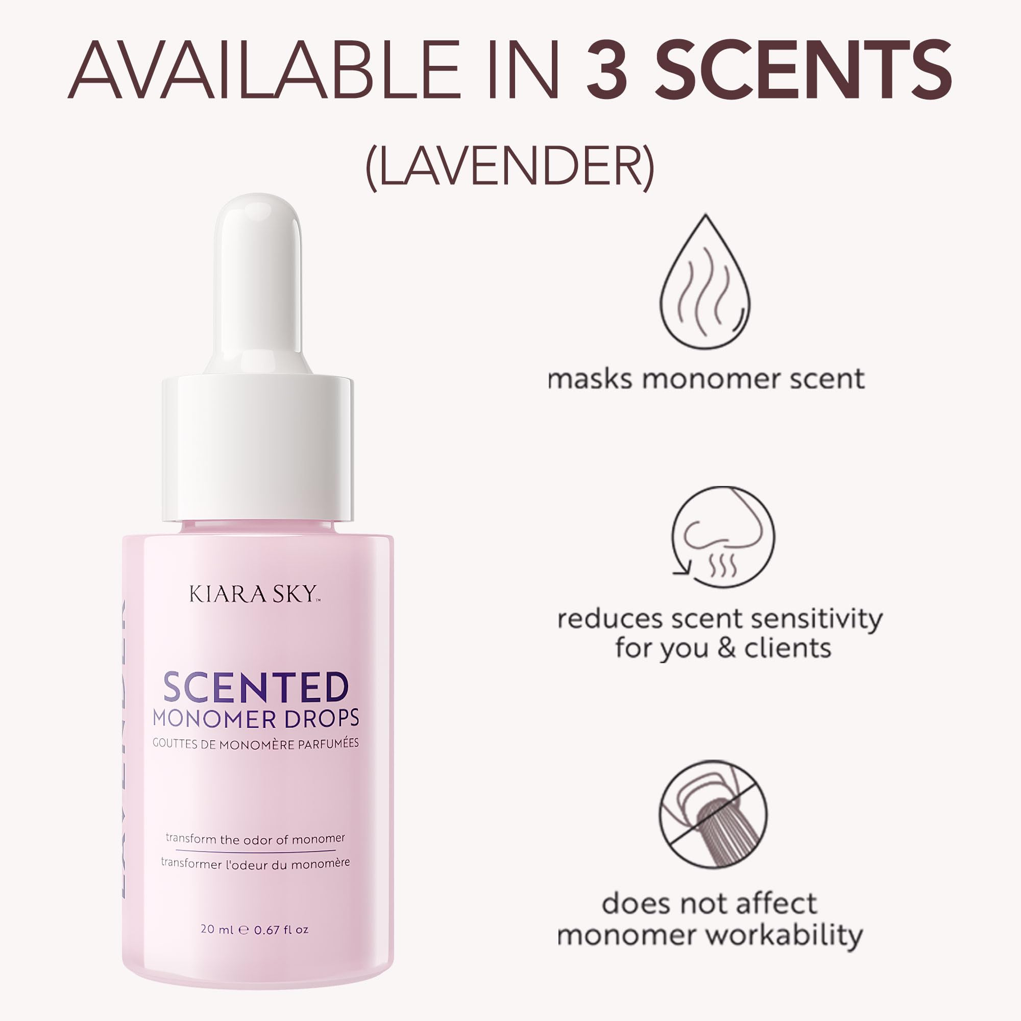 KIARA SKY Monomer Scented Drops 0.67 fl oz - Lavender Odor Neutralizer for Liquid Acrylic Monomer