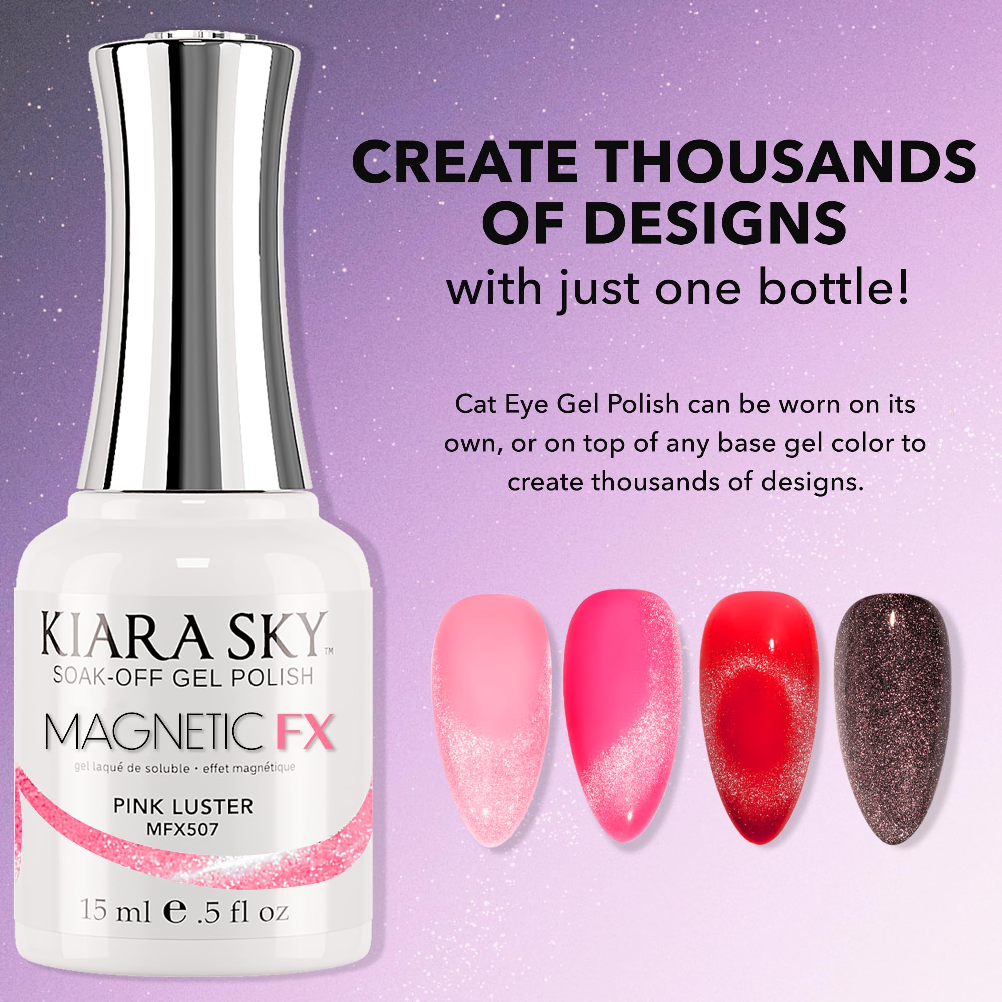 KIARA SKY Gel Polish MagneticFX Pink Luster Cat Eye – Soak-Off 15ml