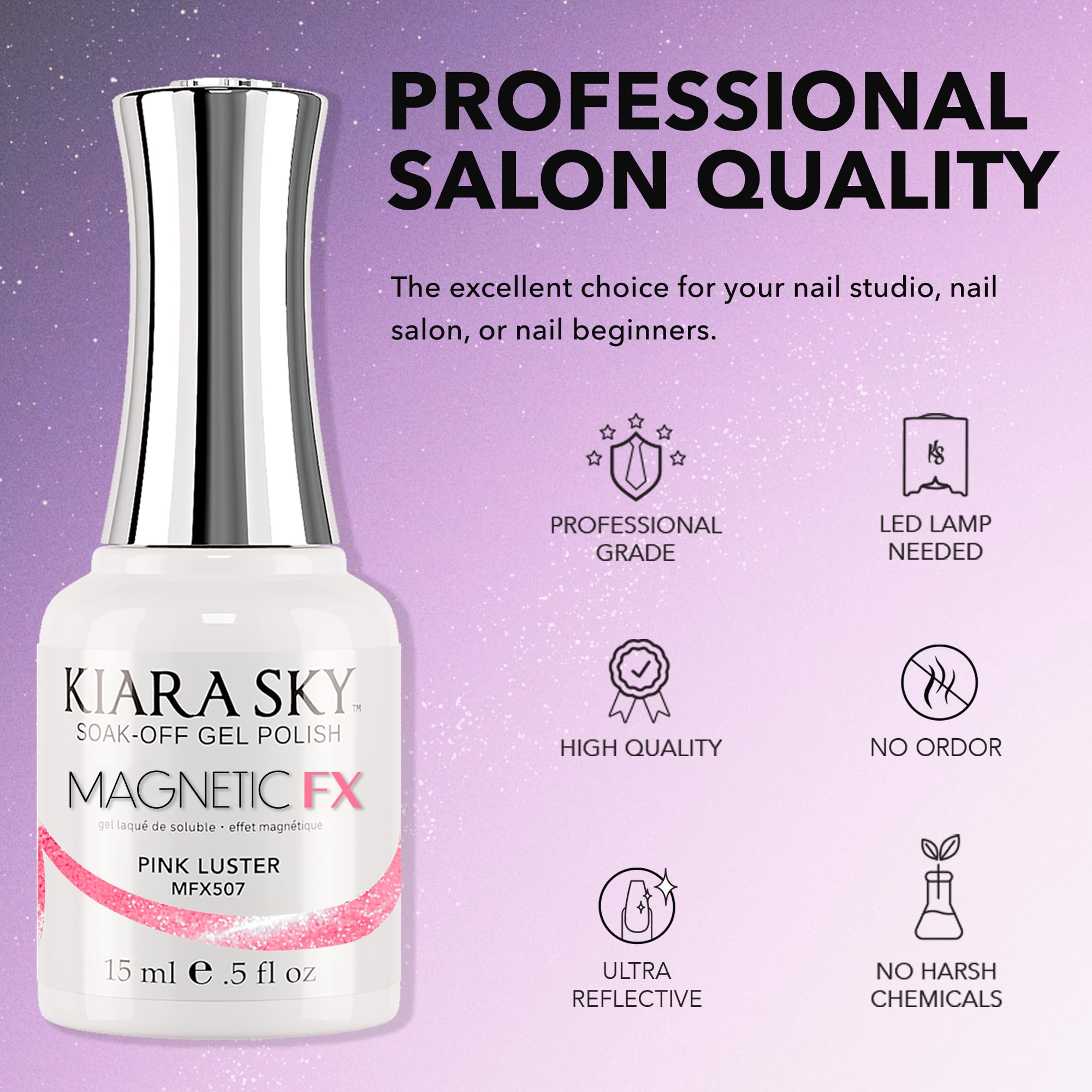 KIARA SKY Gel Polish MagneticFX Pink Luster Cat Eye – Soak-Off 15ml