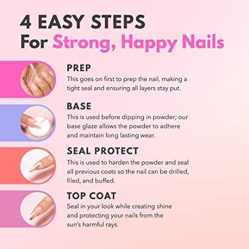 KIARA SKY Dip Manicure Nail Liquid Essentials | 0.5 fl oz | 4-Step Kit: Bond, Base, Seal, Top Coat