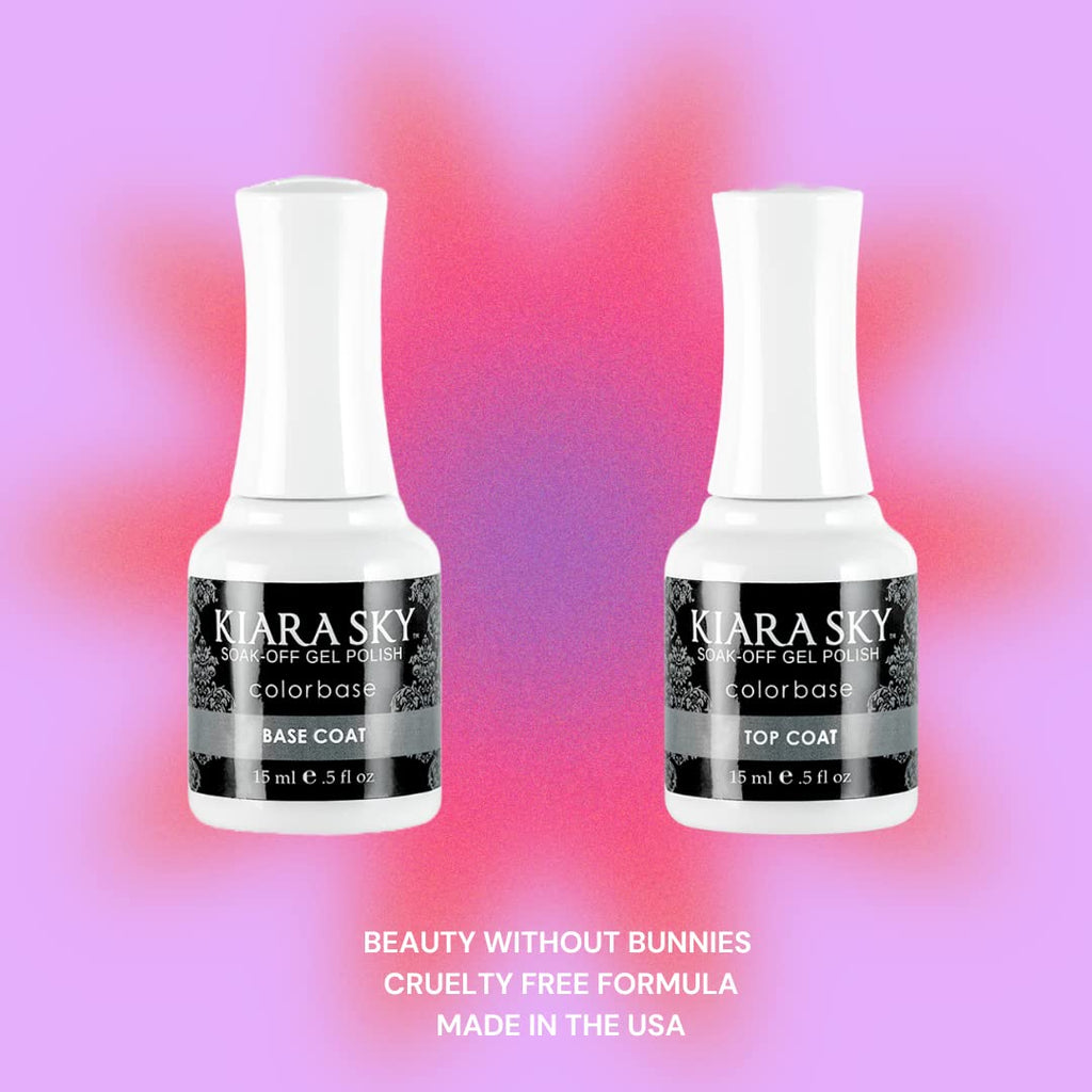 KIARA SKY Gel Polish Top Coat & Base Coat Duo – Soak Off Formula, 0.5 fl oz Each