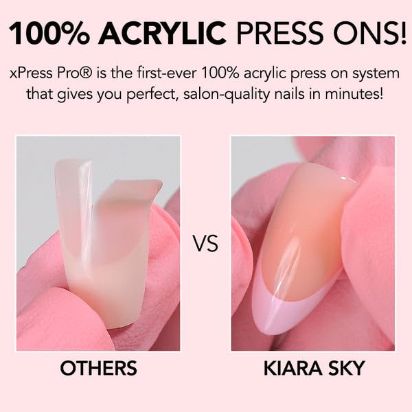 Kiara Sky XPRESS PRO 100% Acrylic Nails — Almond Short Limoncello, 30-Piece Kit