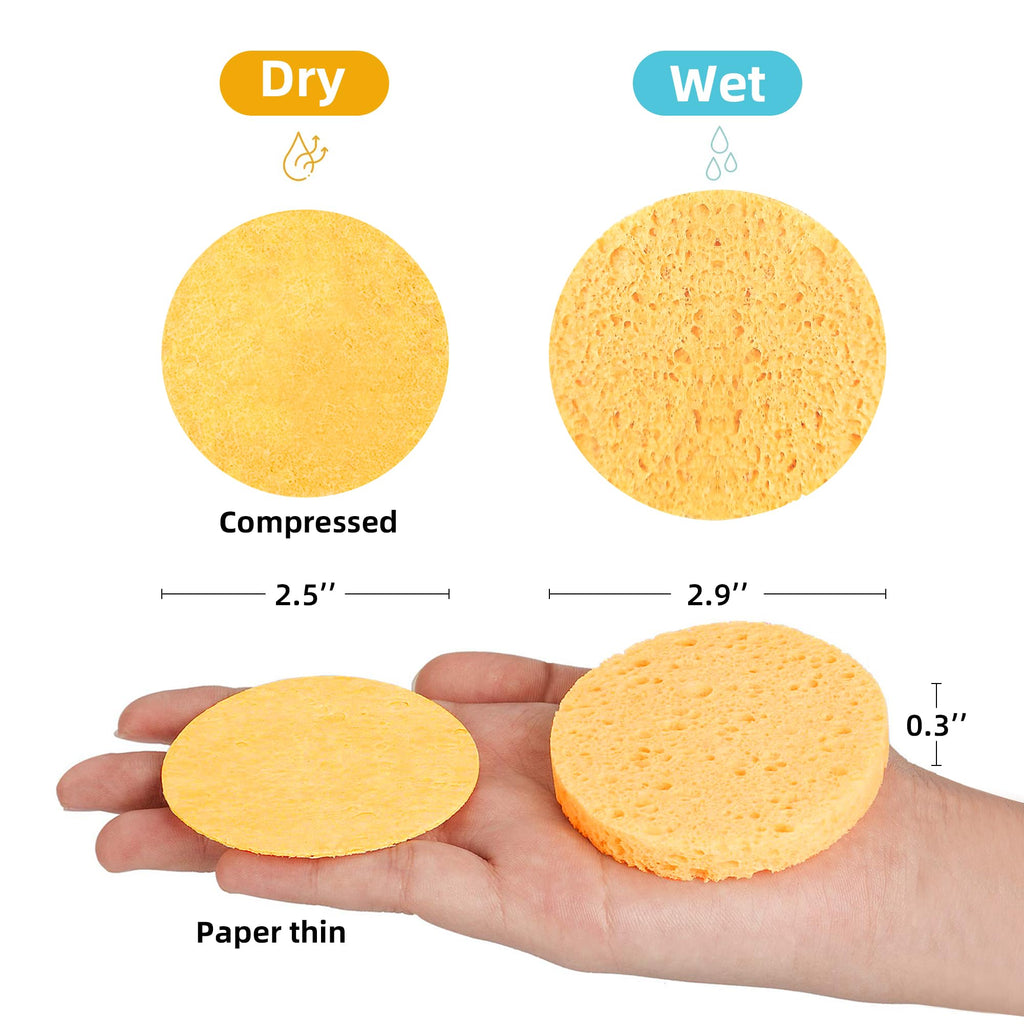 Kickleen 120-Count Compressed Facial Sponges – Natural Cellulose Spa Sponges for Daily Cleansing