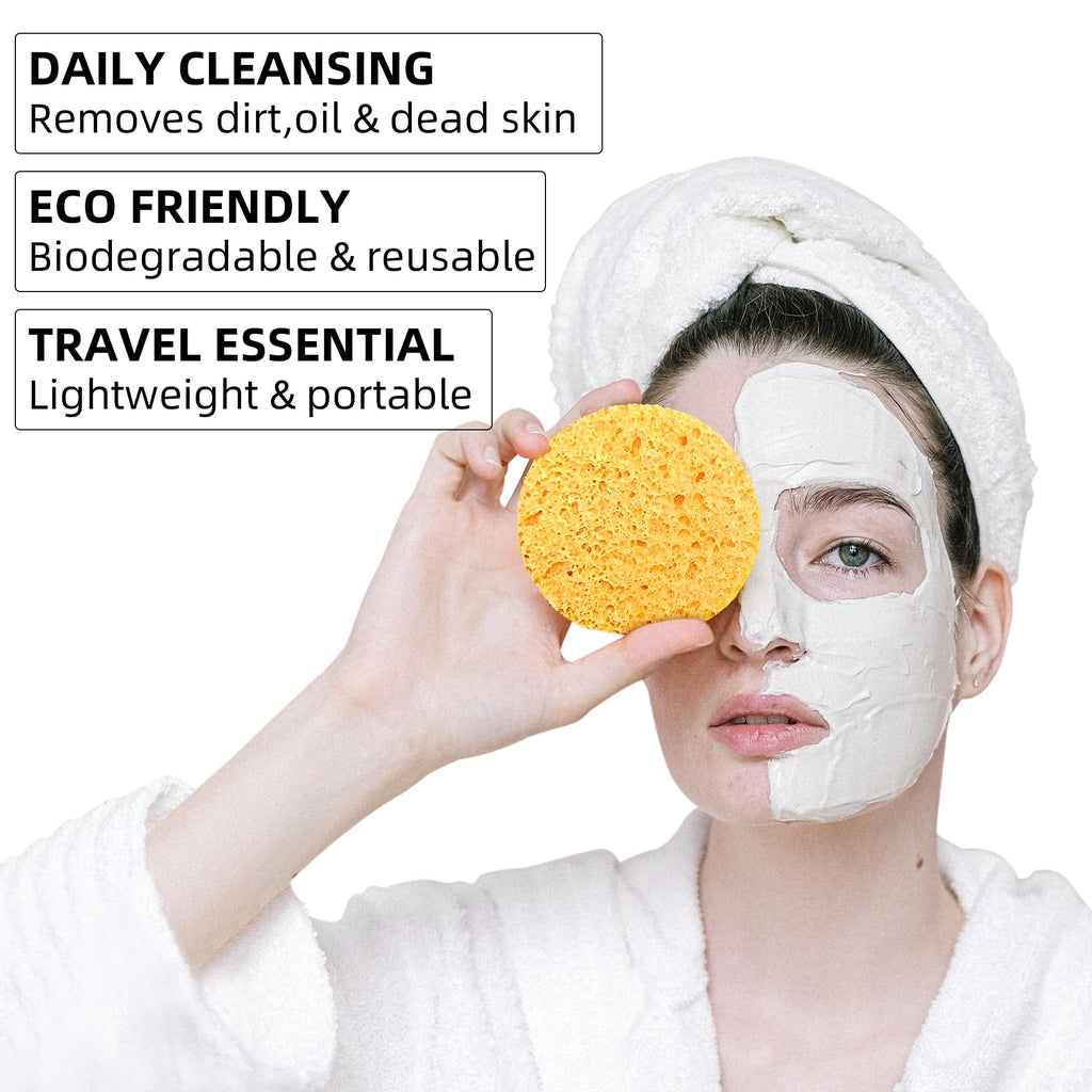 Kickleen 120-Count Compressed Facial Sponges – Natural Cellulose Spa Sponges for Daily Cleansing