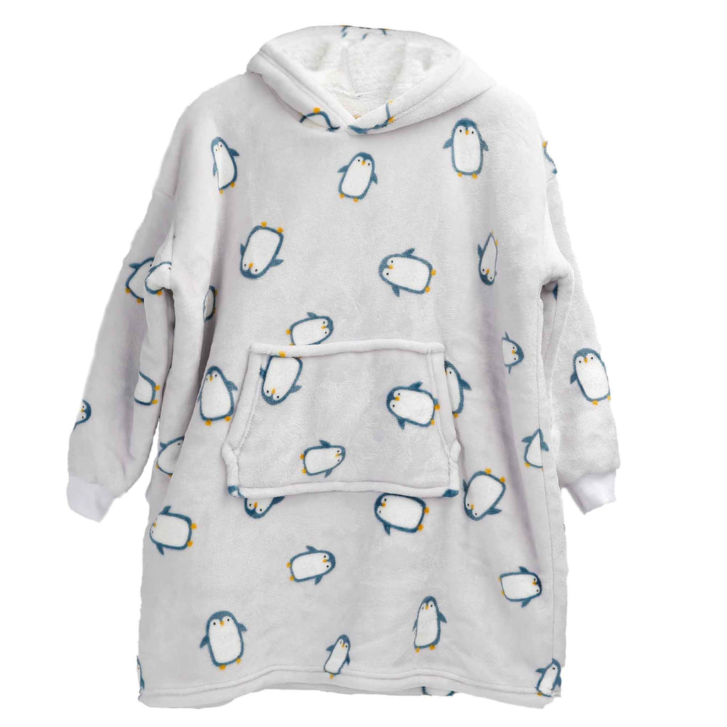 Daisy Dreamer Kids Oversized Hooded Penguin Blanket Hoodie Plush Flannel Fleece Super Soft Cotton Rich Essential