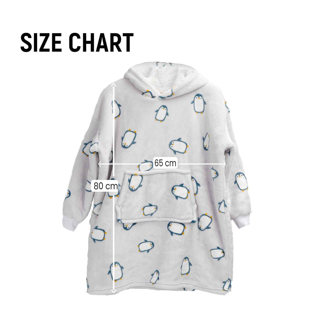 Daisy Dreamer Kids Oversized Hooded Penguin Blanket Hoodie Plush Flannel Fleece Super Soft Cotton Rich Essential