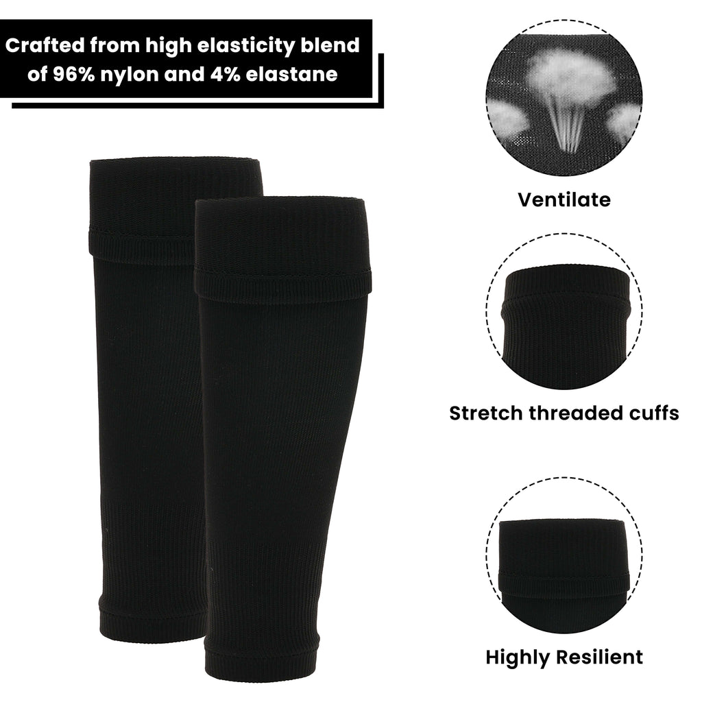 Sock Stack Kids Leg Sleeve Socks Black Over-Calf Compression Sleeves Breathable Moisture-Wicking