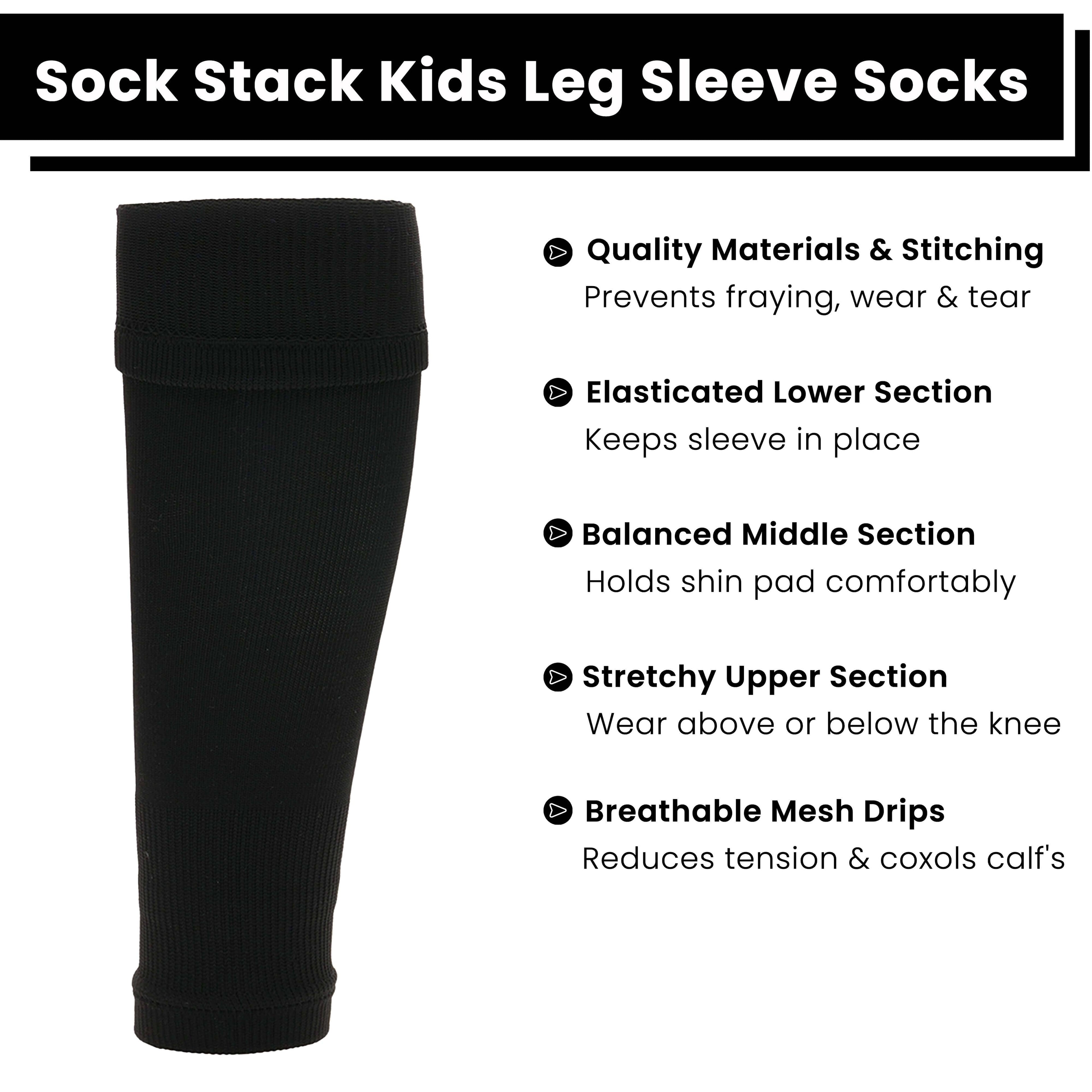 Sock Stack Kids Leg Sleeve Socks Black Over-Calf Compression Sleeves Breathable Moisture-Wicking