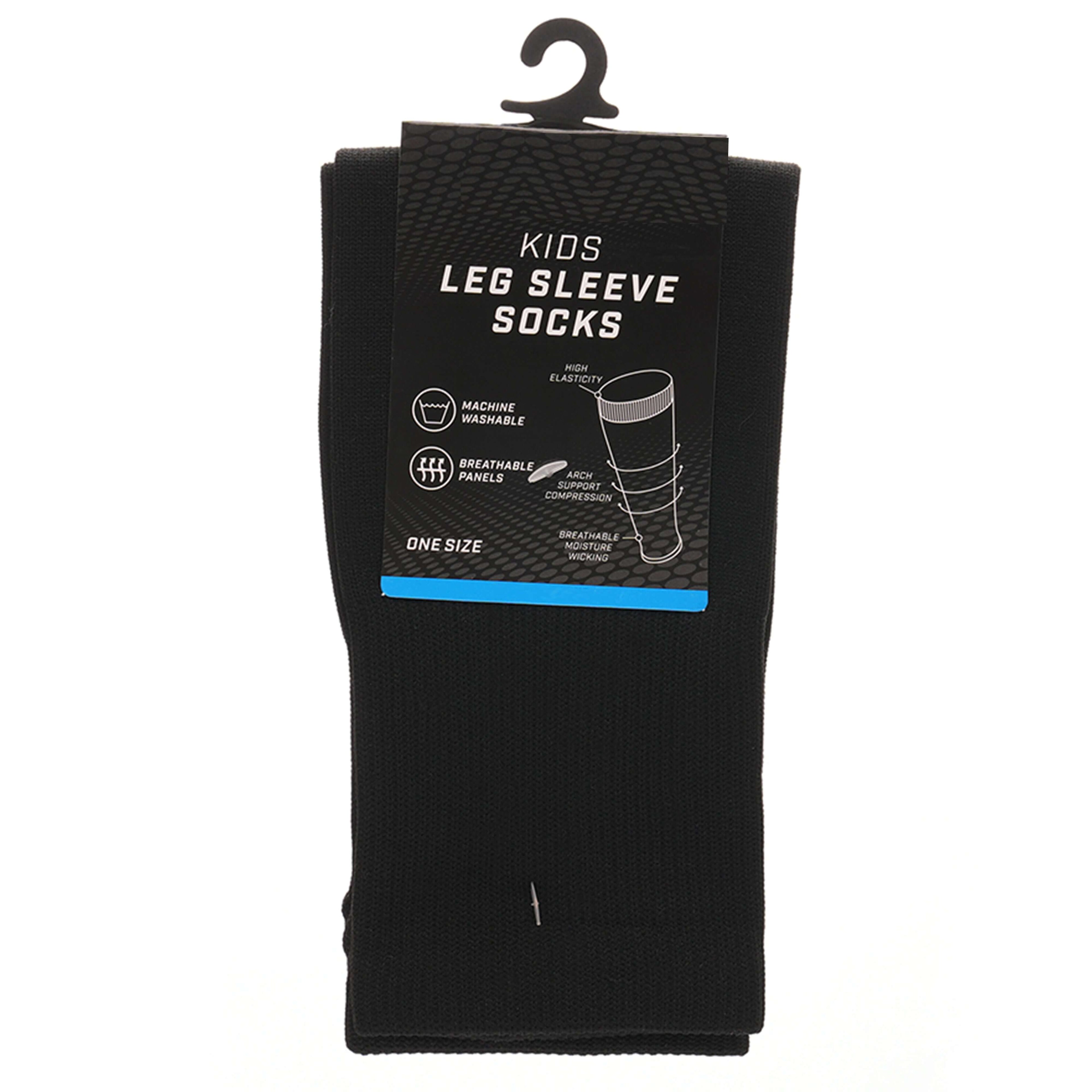 Sock Stack Kids Leg Sleeve Socks Black Over-Calf Compression Sleeves Breathable Moisture-Wicking