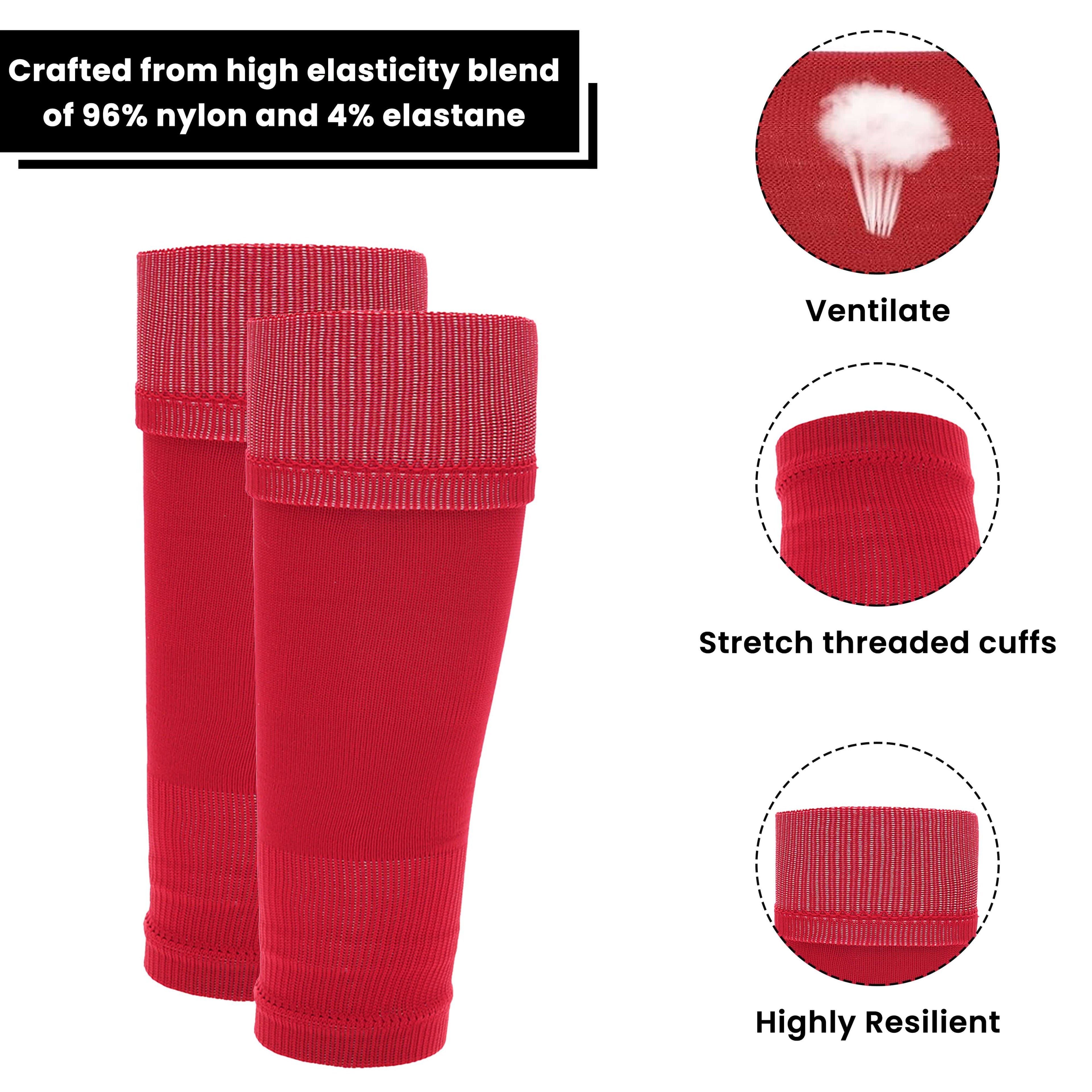 Sock Stack Kids Leg Sleeve Compression Sleeves Red Over Calf Shin Pad Compatible Breathable Fabric