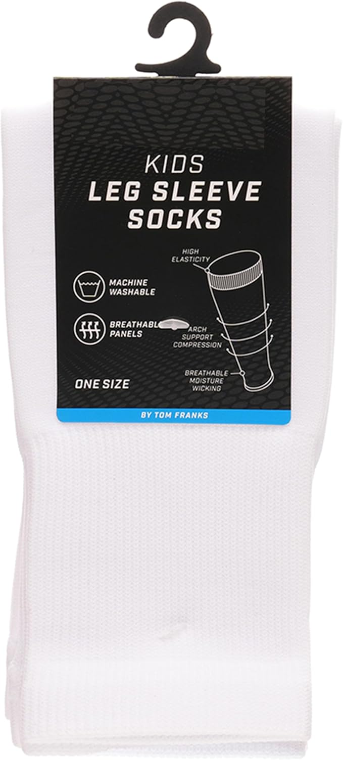 Sock Stack Kids Leg Sleeve Compression Socks White Fits Over Calf Shin Pads Breathable Durable