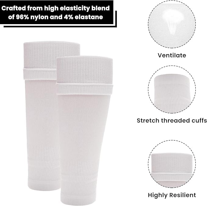 Sock Stack Kids Leg Sleeve Compression Socks White Fits Over Calf Shin Pads Breathable Durable