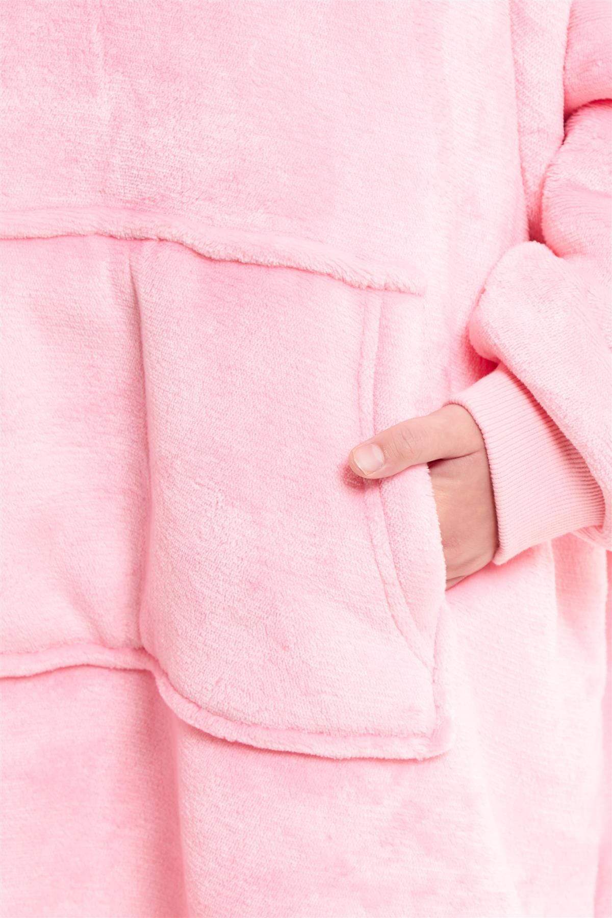Daisy Dreamer Kids Oversized Hooded Fleece Blanket With Reversible Sherpa Double Pocket