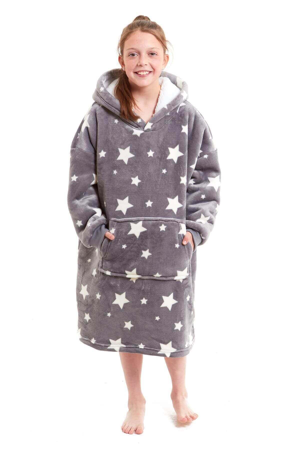 Daisy Dreamer Kids Oversized Hooded Fleece Blanket With Reversible Sherpa Double Pocket