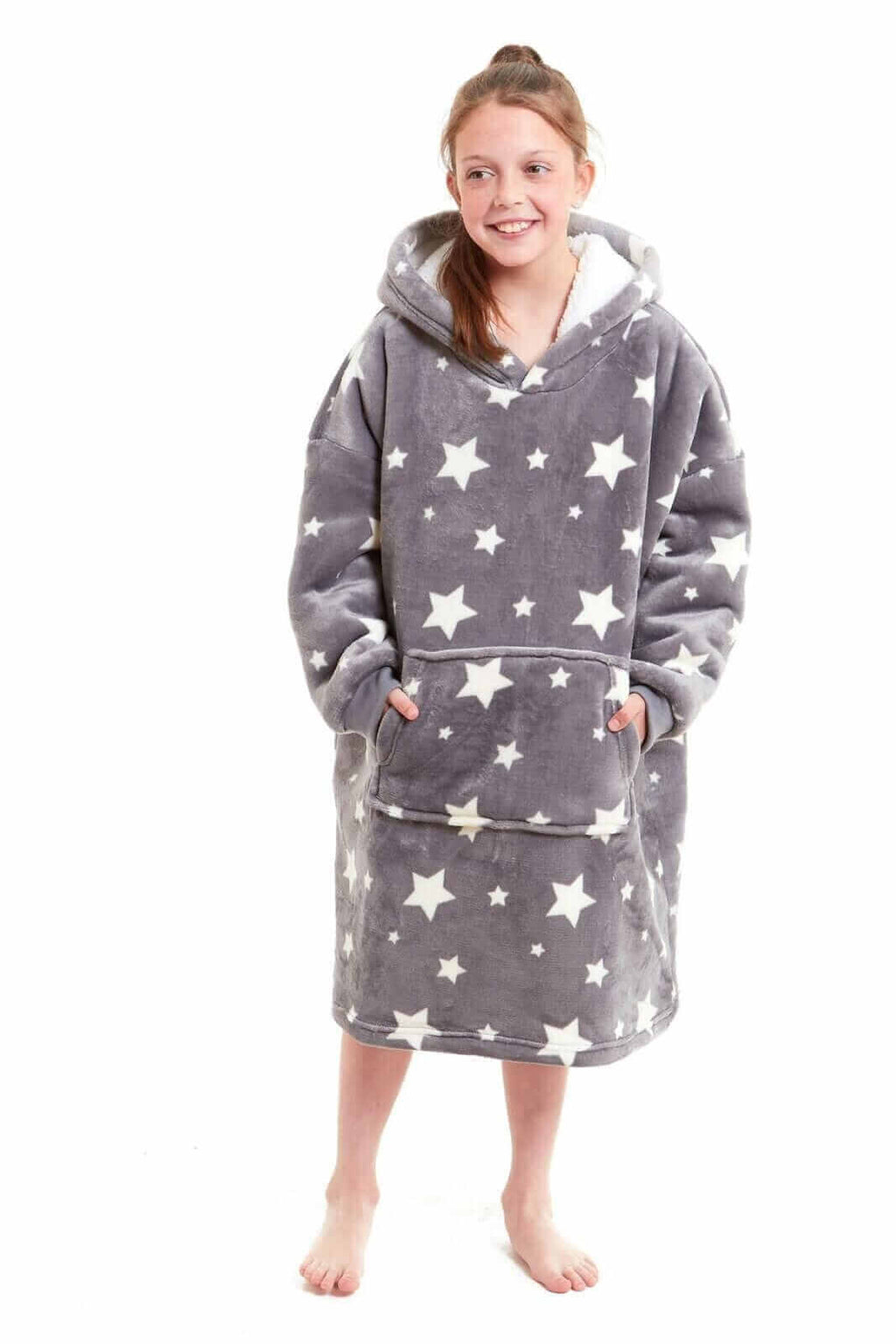 Daisy Dreamer Kids Oversized Hooded Fleece Blanket With Reversible Sherpa Double Pocket
