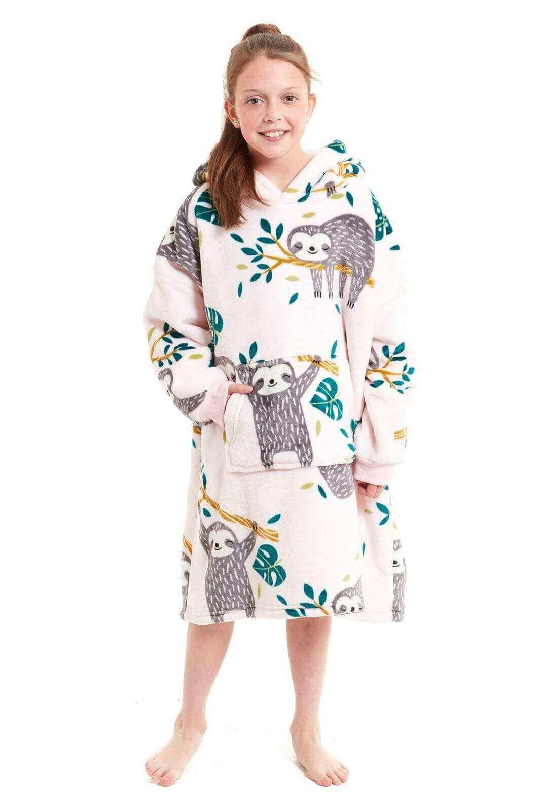 Daisy Dreamer Kids Oversized Hooded Fleece Blanket With Reversible Sherpa Double Pocket