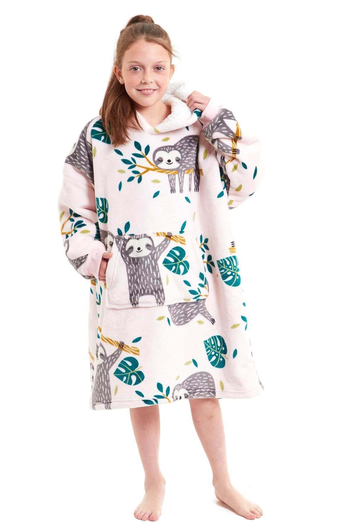 Daisy Dreamer Kids Oversized Hooded Fleece Blanket With Reversible Sherpa Double Pocket