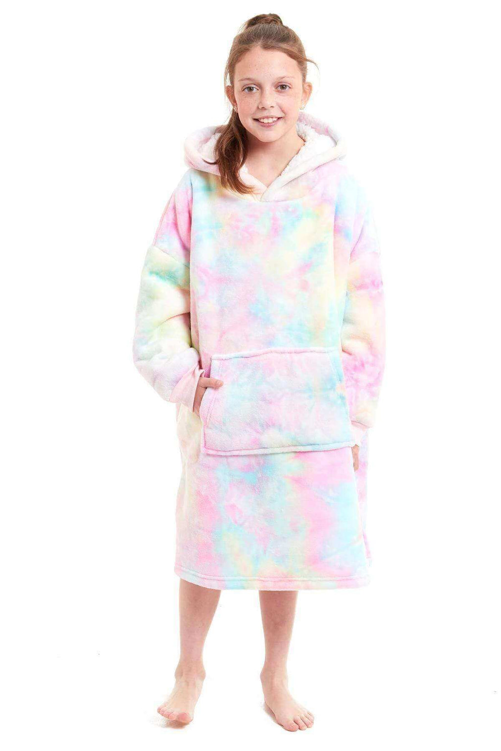 Daisy Dreamer Kids Oversized Hooded Fleece Blanket With Reversible Sherpa Double Pocket