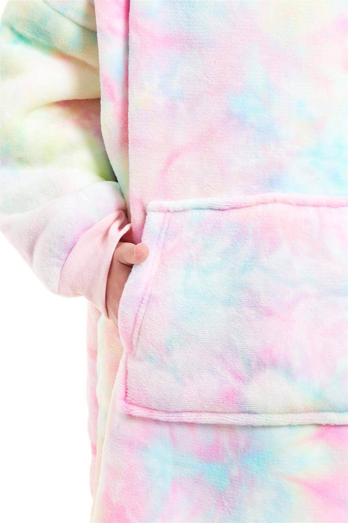 Daisy Dreamer Kids Oversized Hooded Fleece Blanket With Reversible Sherpa Double Pocket