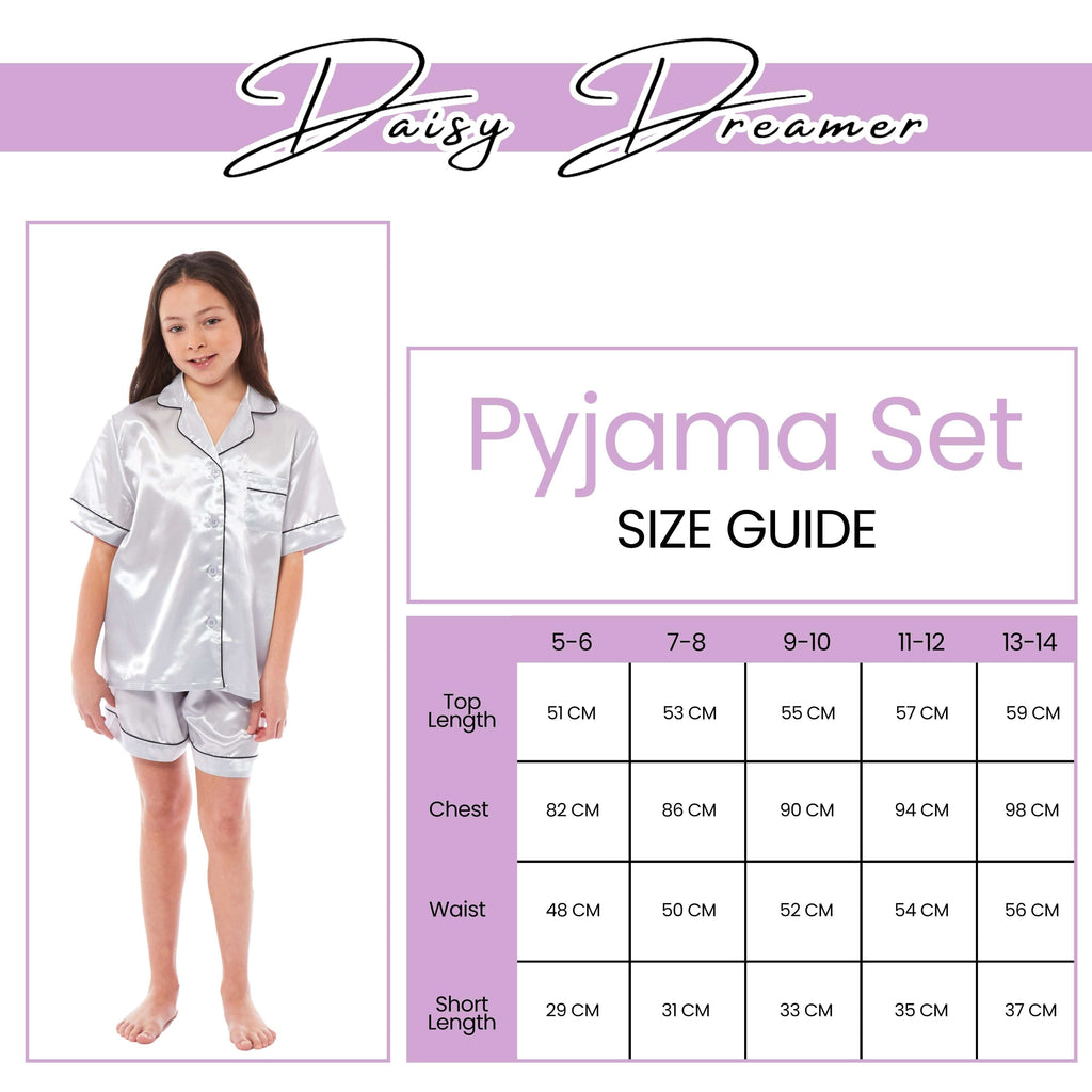 Daisy Dreamer Girls Satin Silk Pyjama Set With Button-Down Shirt And Loose-Fit Pants