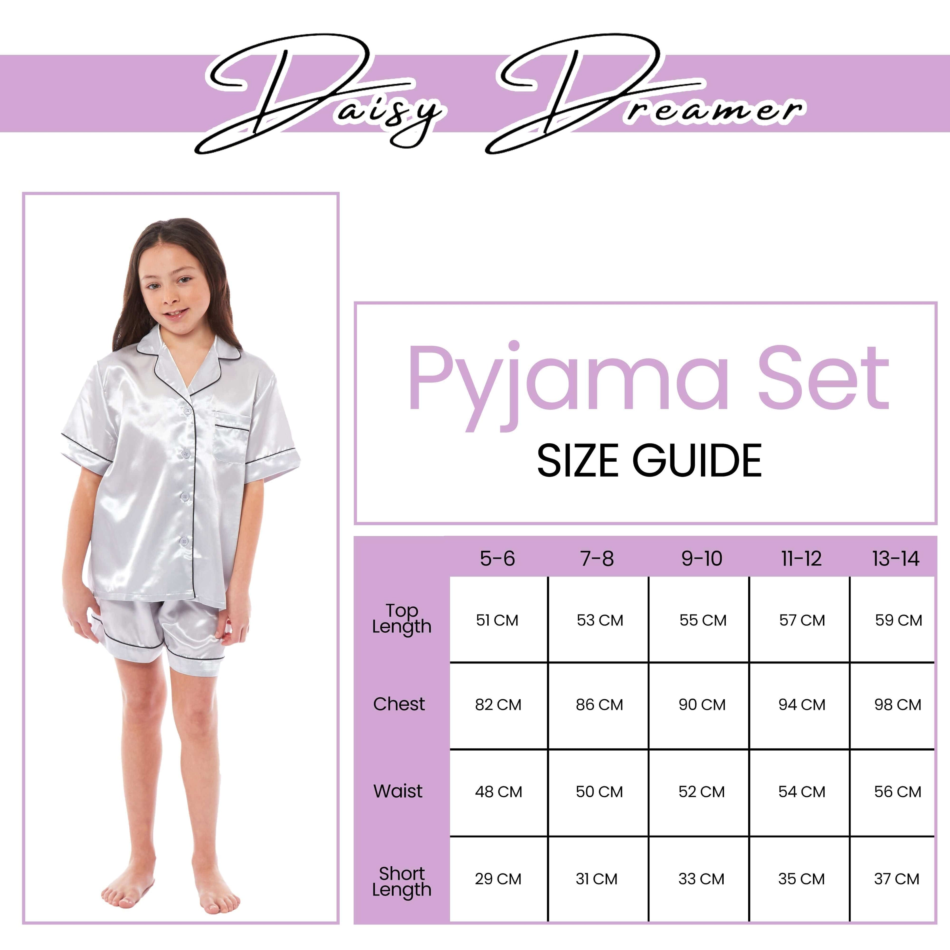 Daisy Dreamer Girls Satin Silk Pyjama Set With Button-Down Shirt And Loose-Fit Pants
