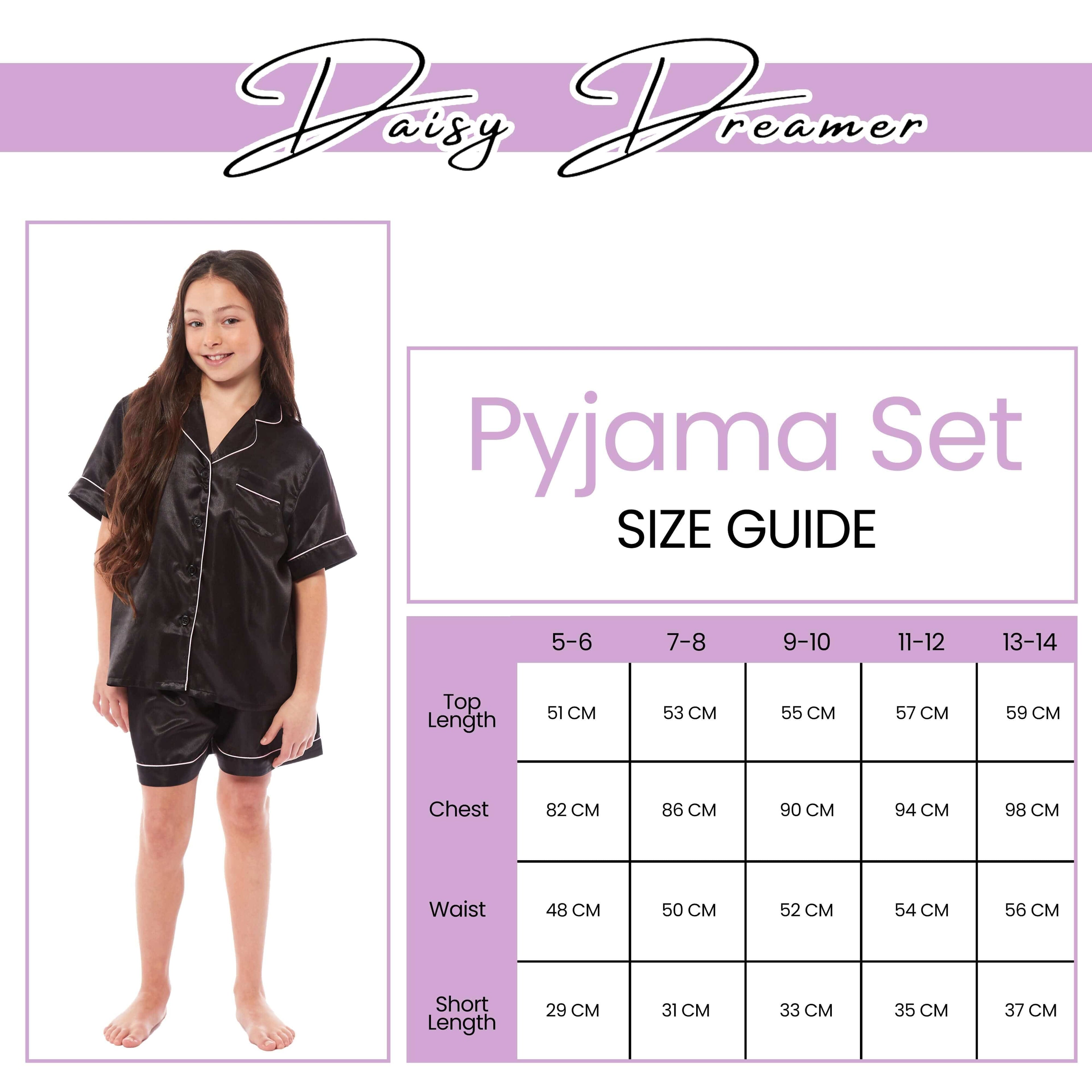 Daisy Dreamer Girls Satin Silk Pyjama Set With Button-Down Shirt And Loose-Fit Pants