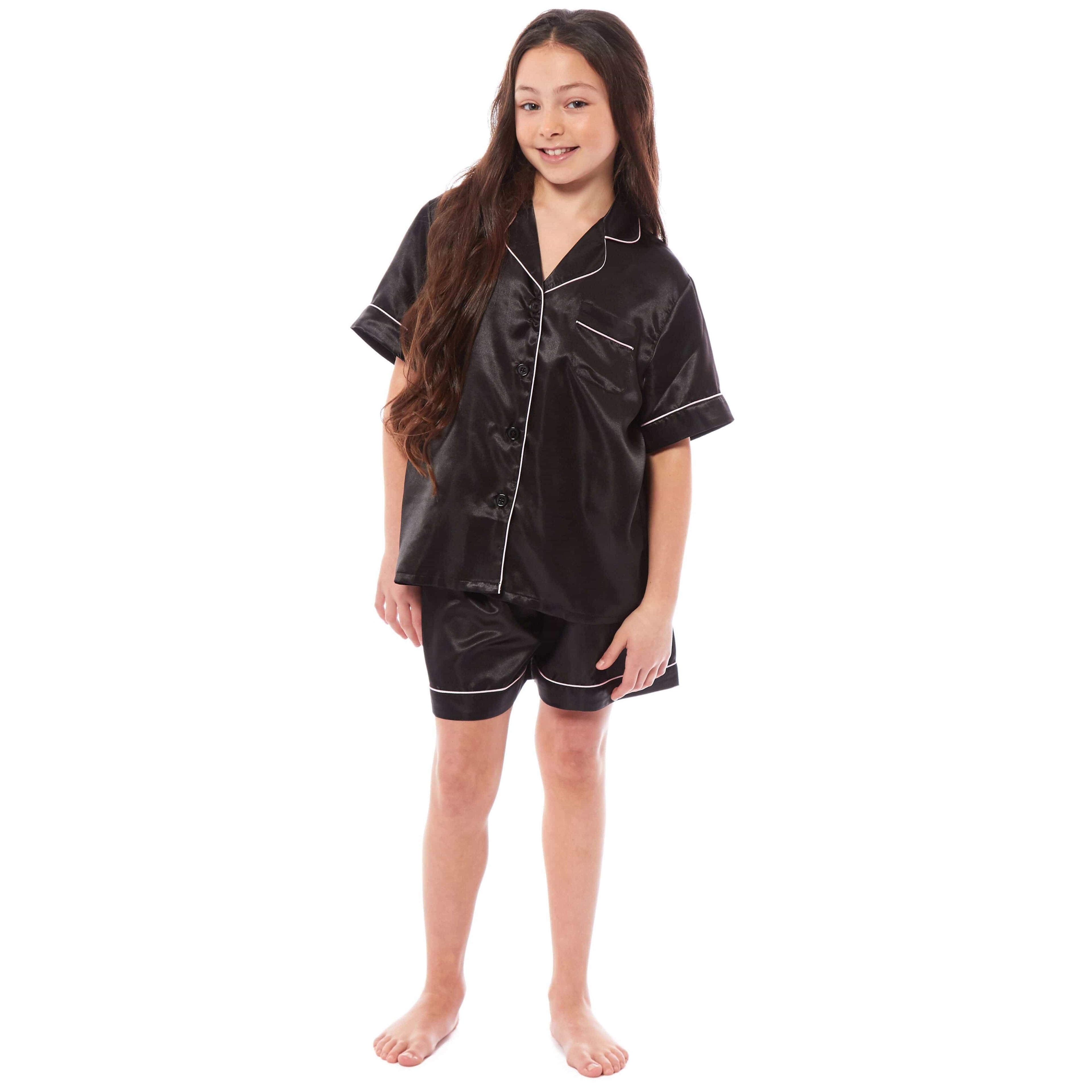 Daisy Dreamer Girls Satin Silk Pyjama Set With Button-Down Shirt And Loose-Fit Pants