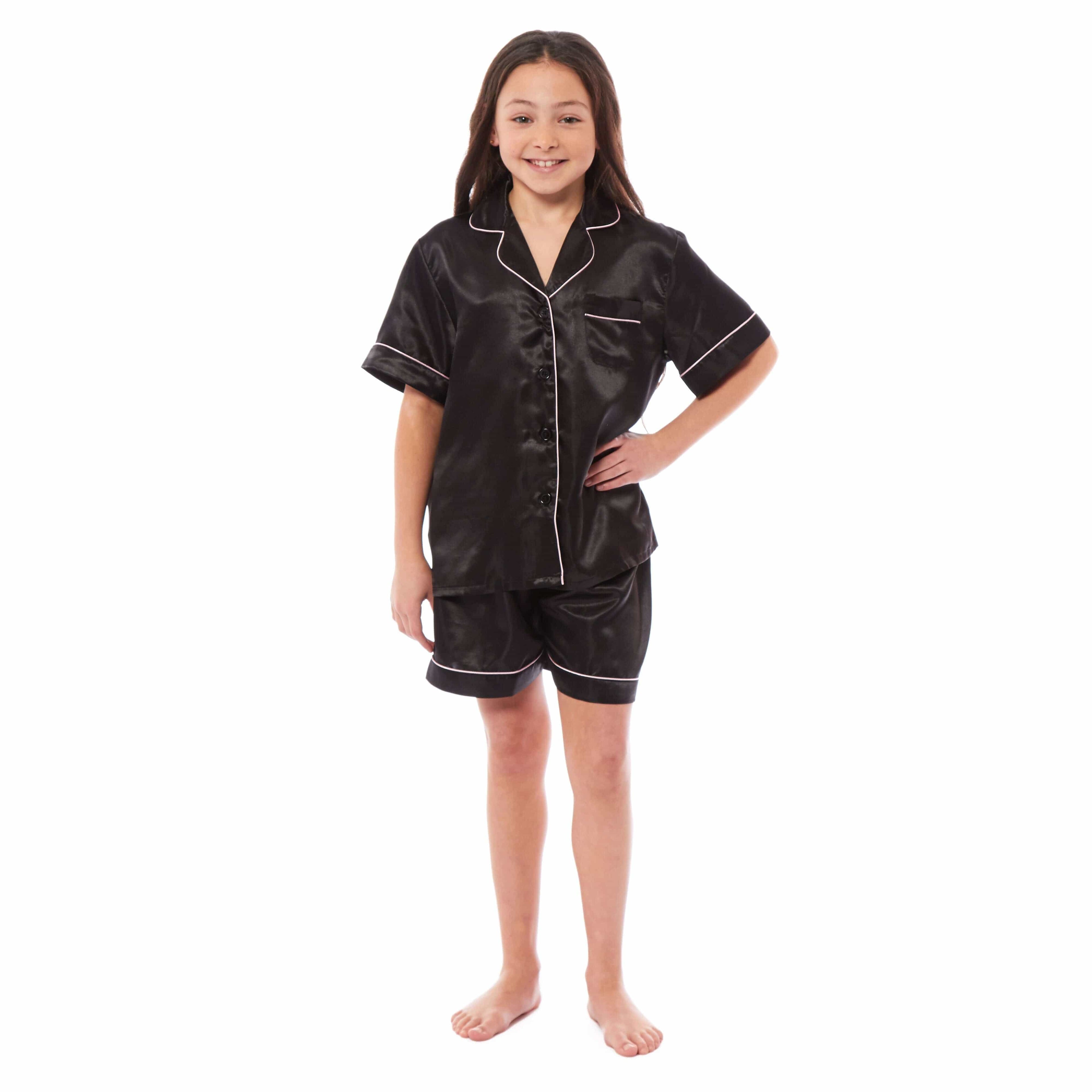 Daisy Dreamer Girls Satin Silk Pyjama Set With Button-Down Shirt And Loose-Fit Pants