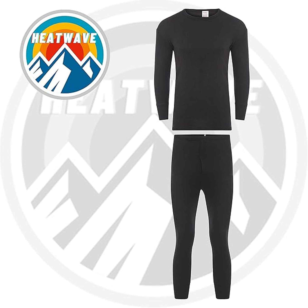 Heatwave Thermalwear Boys Winter Thermal Long Sleeve Top And Pants Set Charcoal Black Brushed Base Layer Warmth