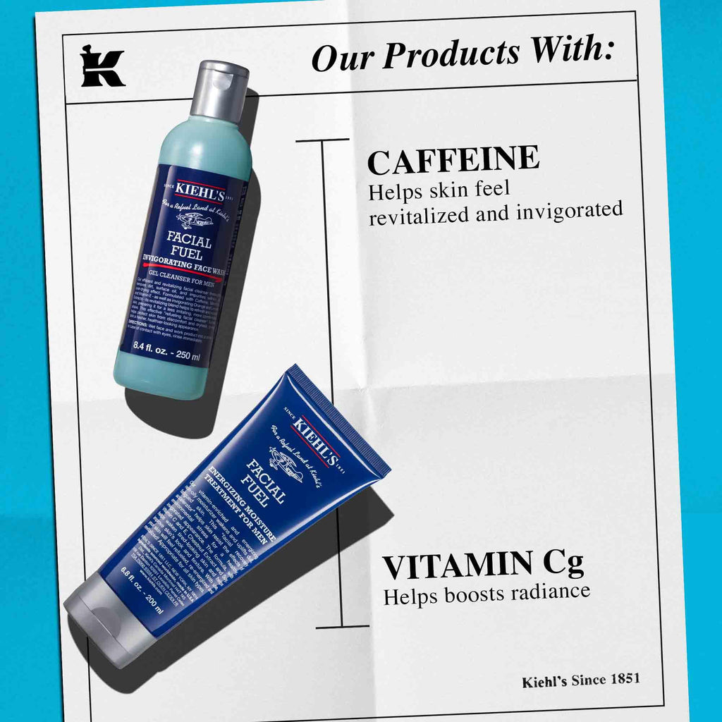 Kiehl's Men's Skincare Gift Set – Facial Fuel Cleanser & Moisturizer with Caffeine & Vitamin C, All Skin Types