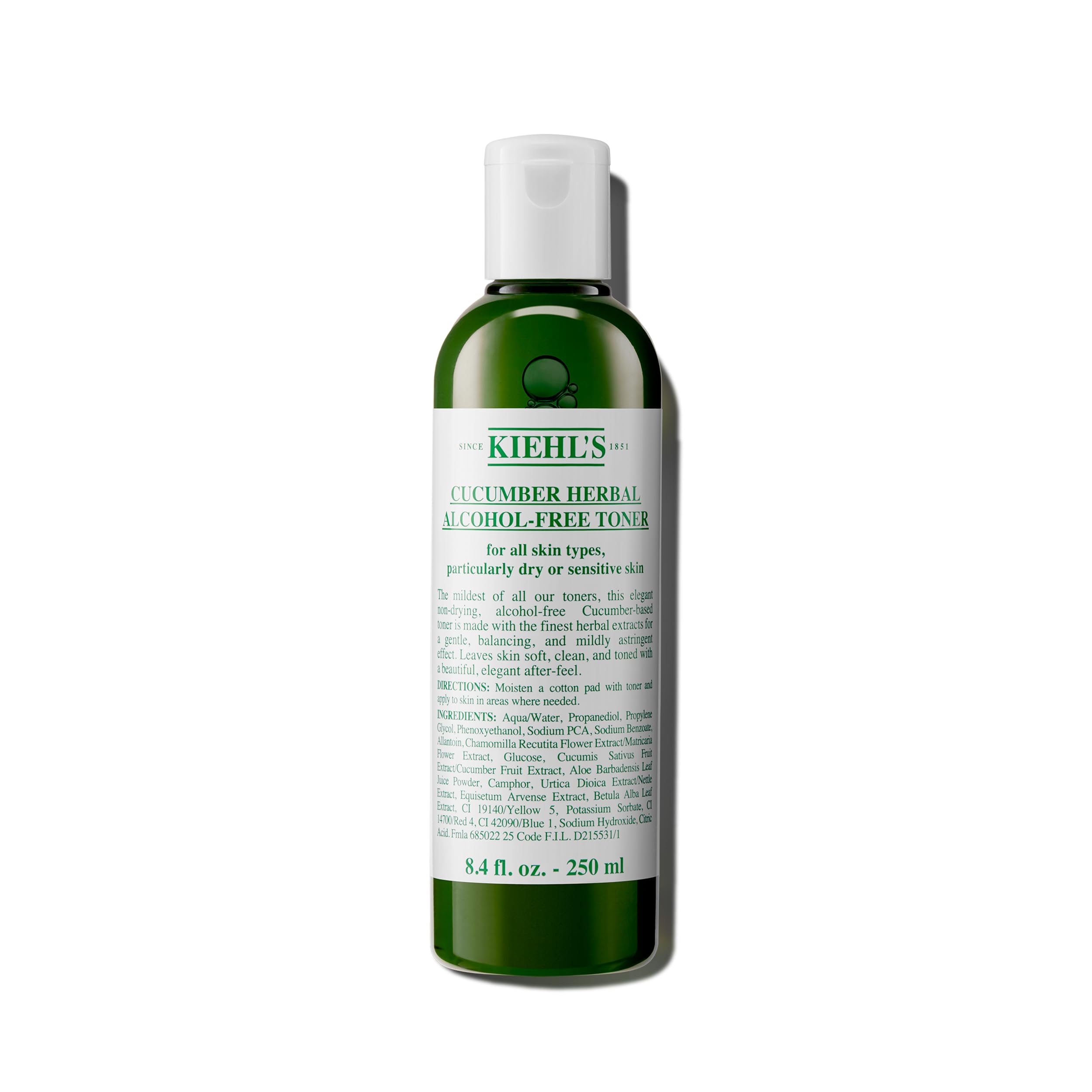 Kiehl's Cucumber Herbal Alcohol-Free Toner — Gentle, Fragrance-Free for Dry & Sensitive Skin | 8.4 fl oz