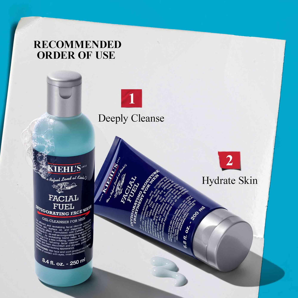 Kiehl's Men's Skincare Gift Set – Facial Fuel Cleanser & Moisturizer with Caffeine & Vitamin C, All Skin Types