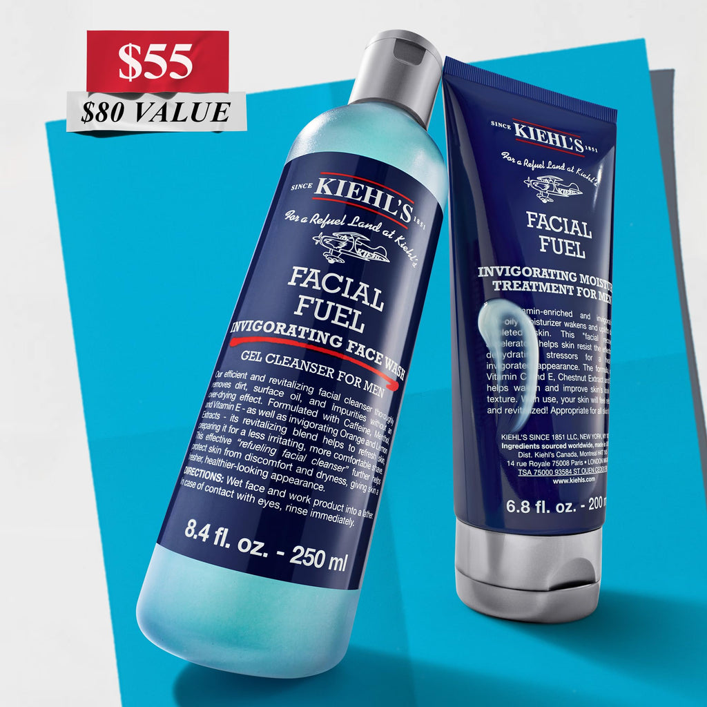 Kiehl's Men's Skincare Gift Set – Facial Fuel Cleanser & Moisturizer with Caffeine & Vitamin C, All Skin Types