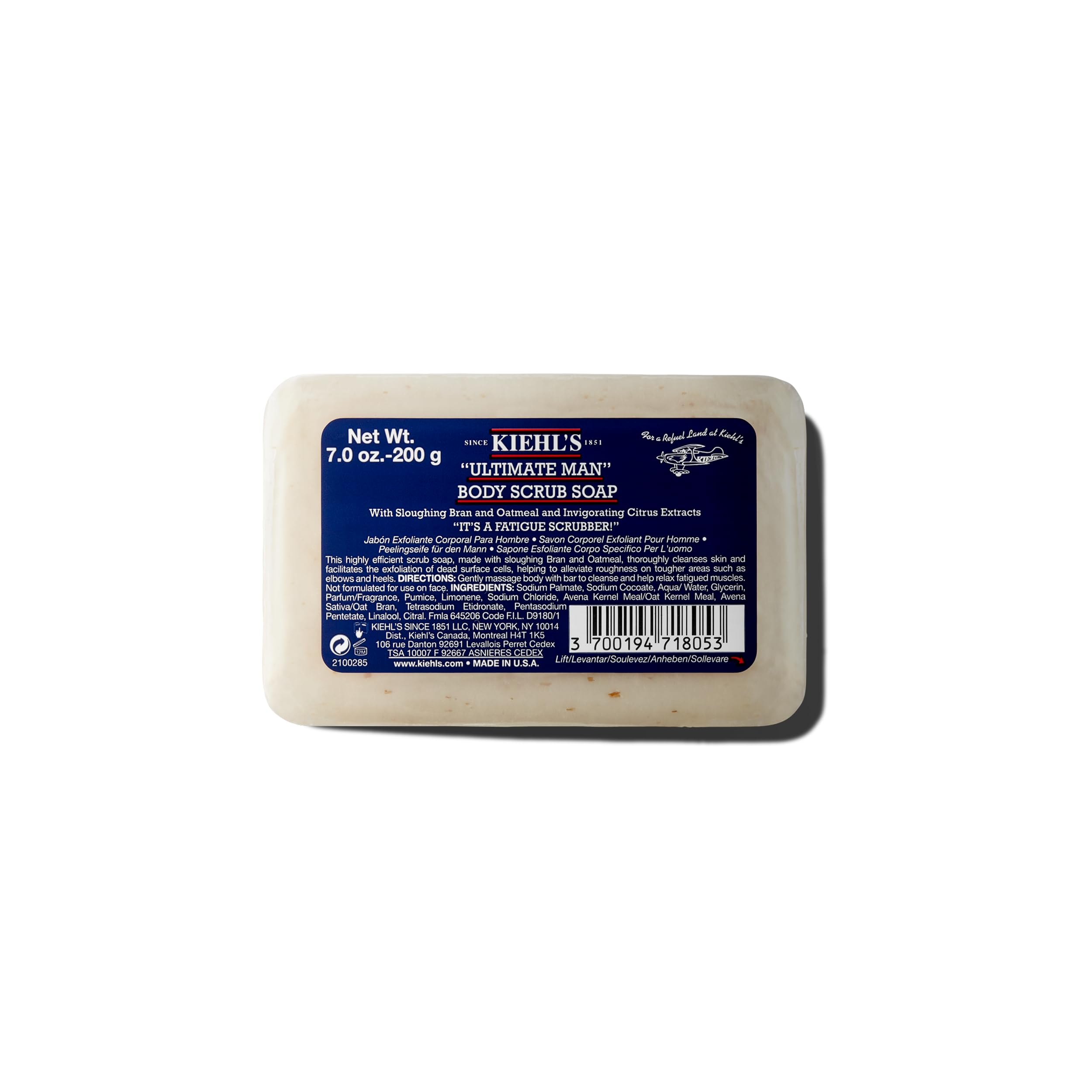 Kiehl's Ultimate Man Body Scrub Exfoliating Bar Soap – Energizing Cleanse for Men