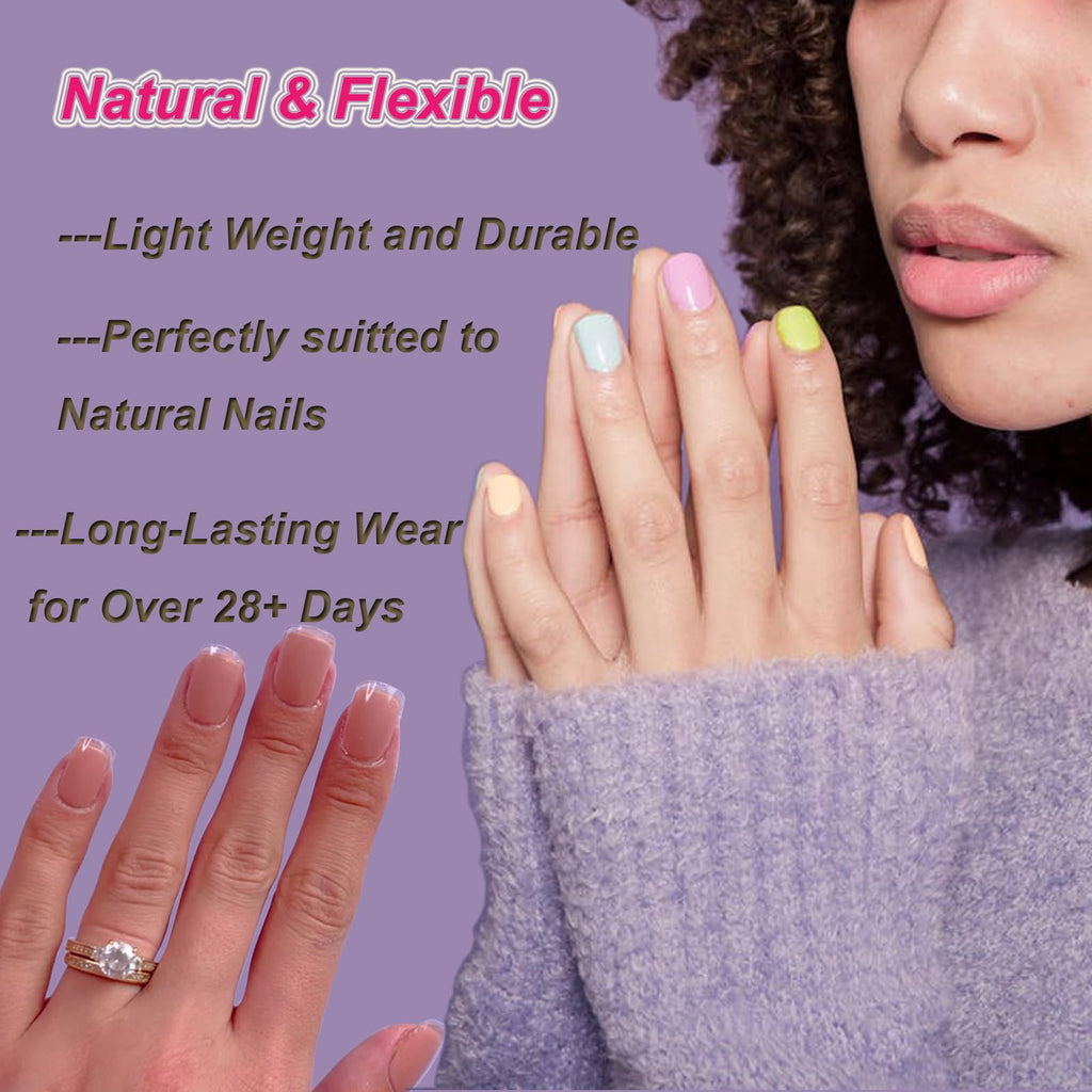 KIANOOL Short Square Gel x Nail Tips Kit – 552pcs, Mini UV Lamp, 5-in-1 Nail Glue