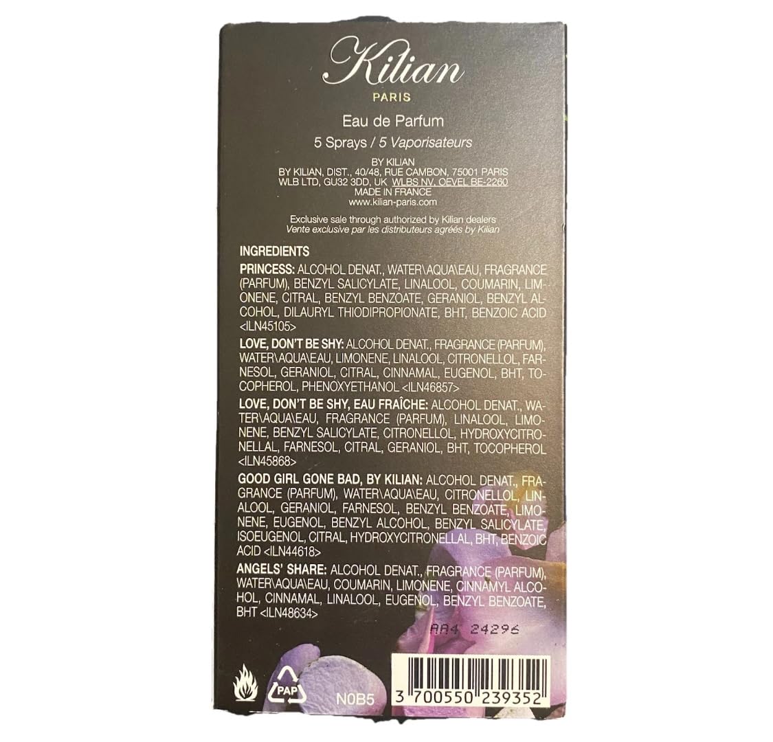 Kilian Paris Mini Discovery Set – 5x1.5ml Eau de Parfum Sampler (Love Don't Be Shy, Princess, Angels' Share, Good Girl Gone Bad, Love Don't Be Shy Eau Fraiche)