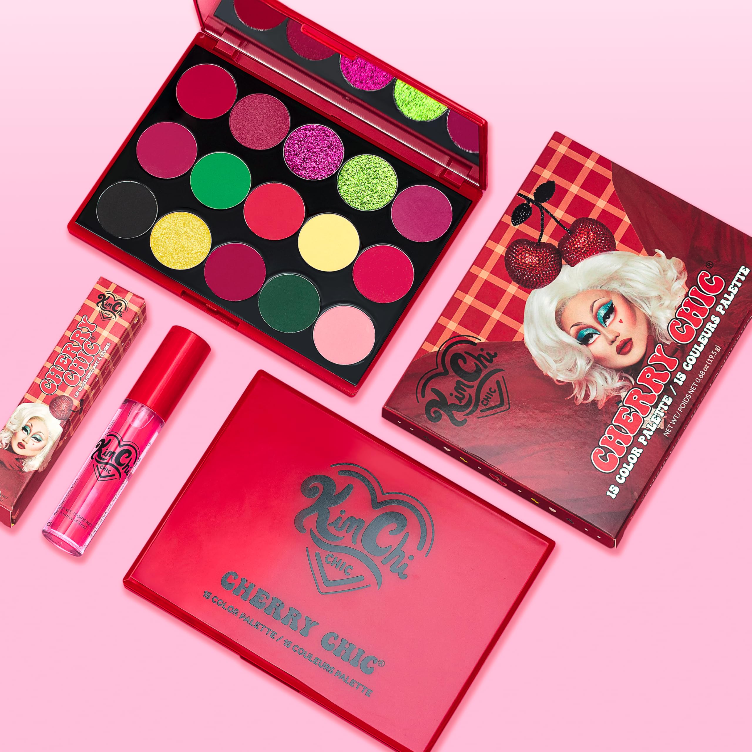 KimChiChic Cherry Chic Eyeshadow Palette – 12 Ultra Pigmented Shades, Talc-Free, Vitamin E, Cruelty-Free, 0.68oz