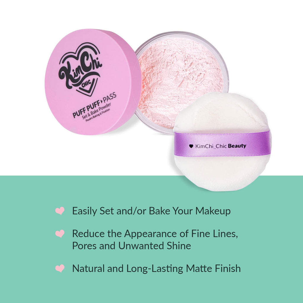 KimChiChic Puff Puff Pass Set & Bake Powder – Pink Loose Setting Powder