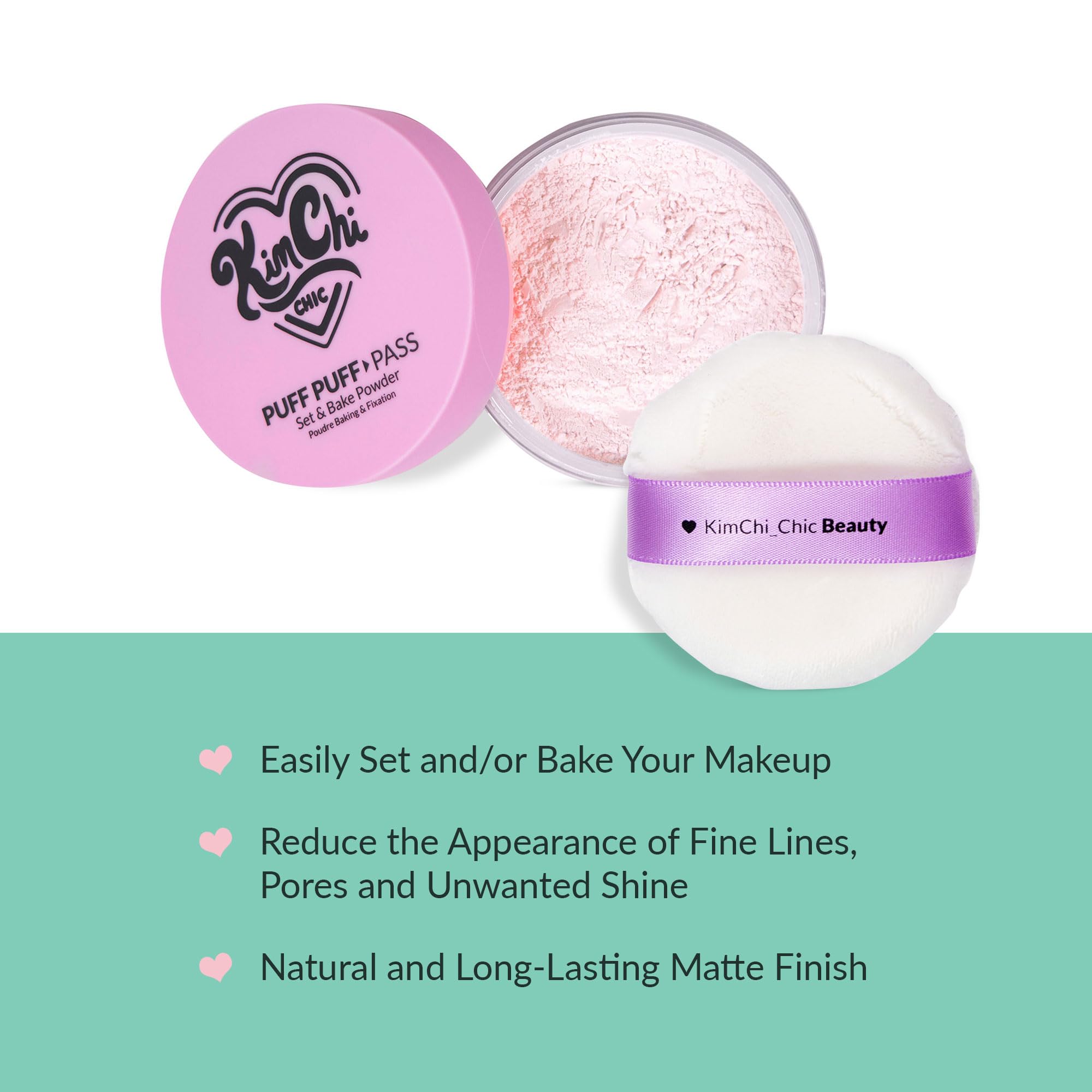 KimChiChic Puff Puff Pass Set & Bake Powder – Pink Loose Setting Powder