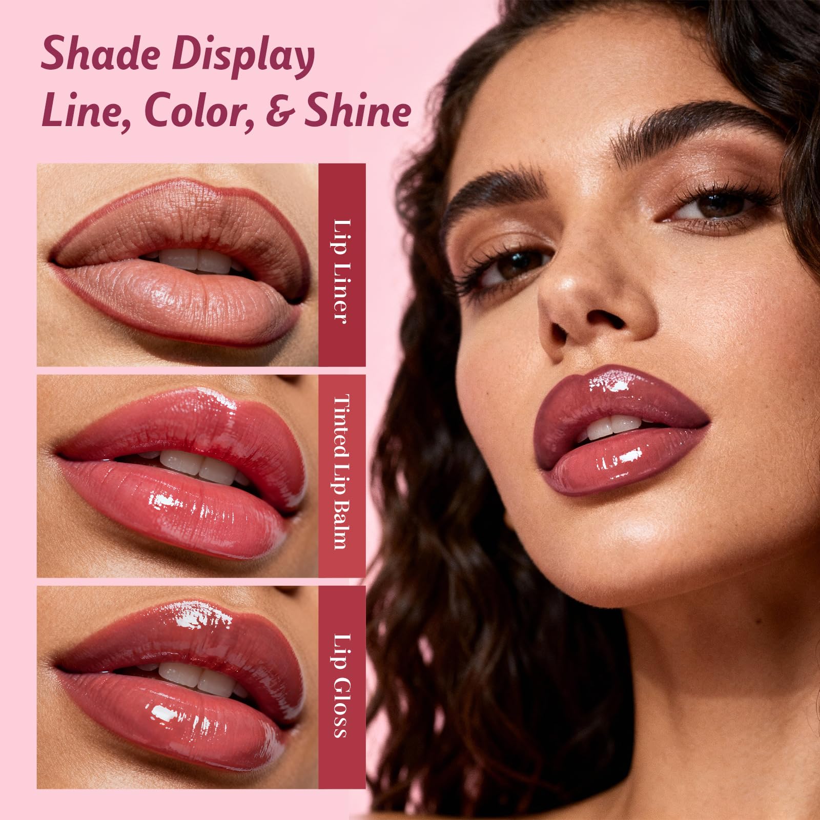 KIMUSE 3PCS Lip Combo Set – Matte Lip Liner, Hydrating Tinted Lip Balm & Juicy Lip Gloss Tint | Non-Sticky, Long-Lasting