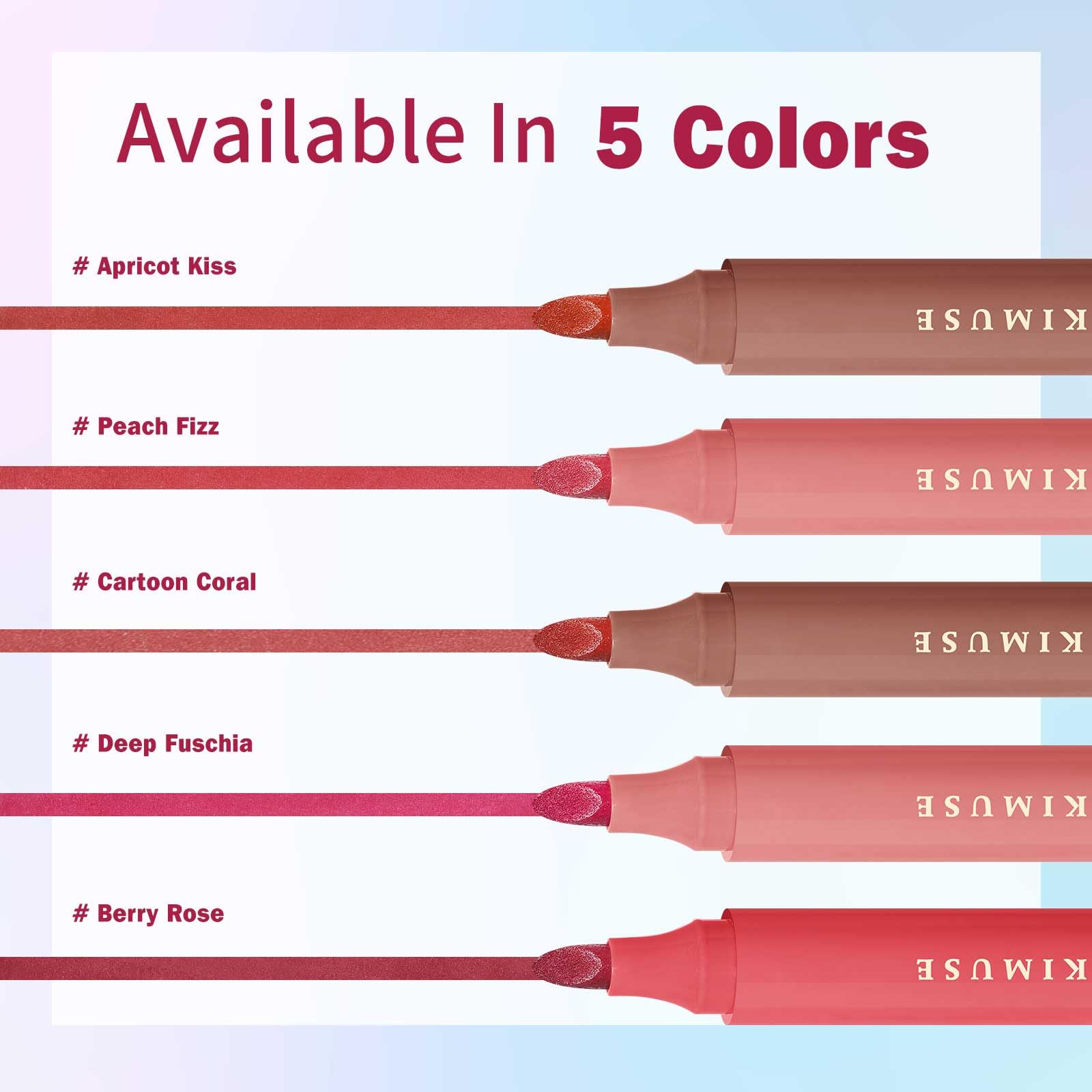 KIMUSE Lip Stain Set – 5-Piece Matte, Long-Wear Lip Color